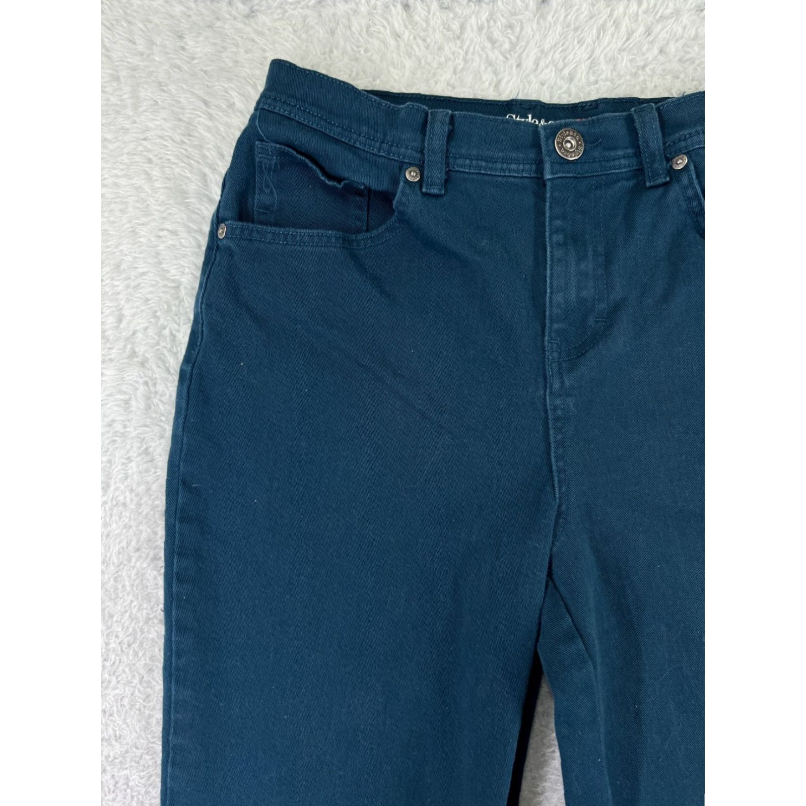 Vintage Style&co. Jeans Womens 4 Blue Denim Tapered Leg Stretch Cotton Blend Regular Rise High Zip Pocket 5-Pocket Design Adult Womens Jeans Size 27" / US 4 / IT 40 - 7 Thumbnail