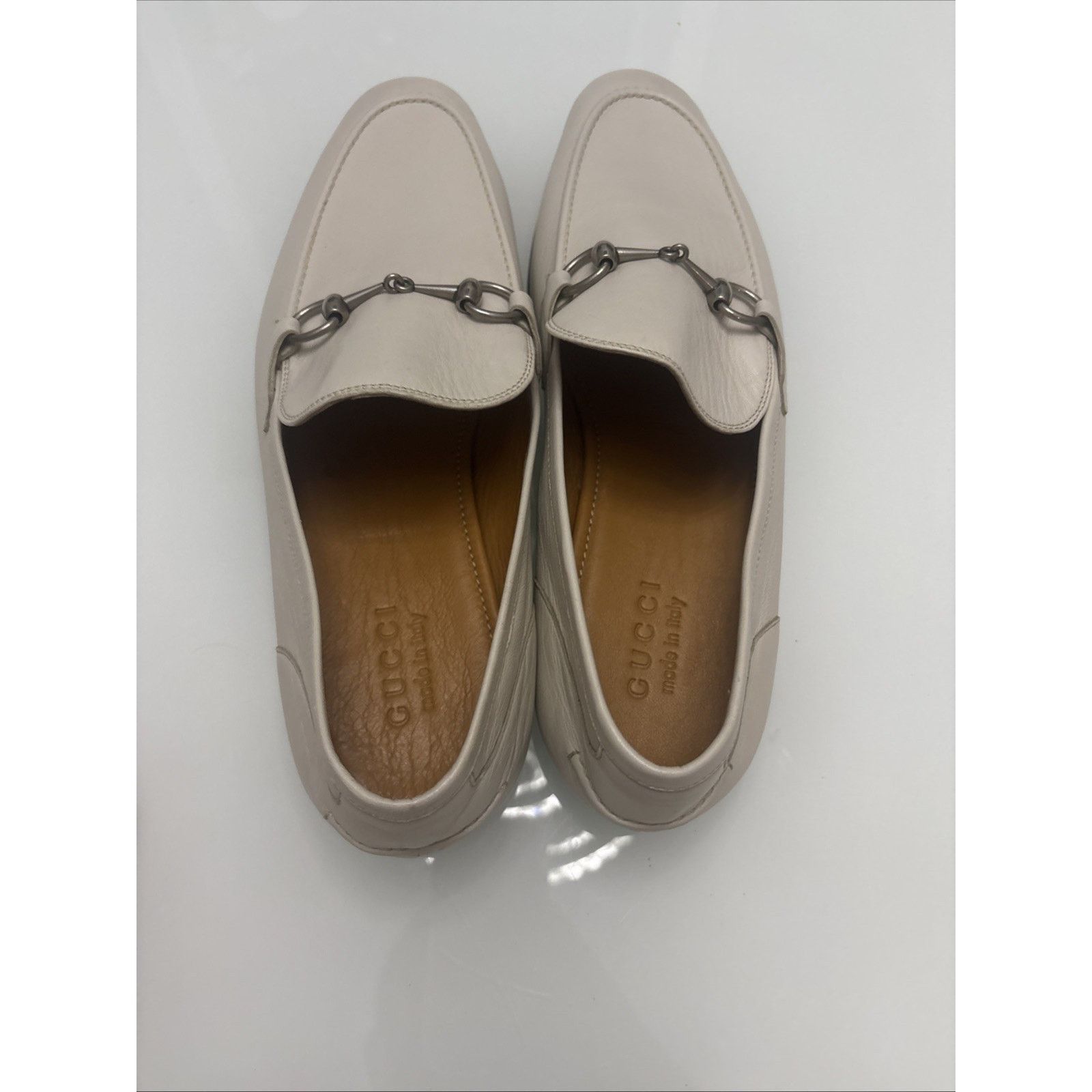 Gucci GUCCI JORDAAN SILVER HORSEBIT WHITE MEN'S LOAFERS 11 G 12 US Size US 11.5 / EU 44-45 - 6 Thumbnail