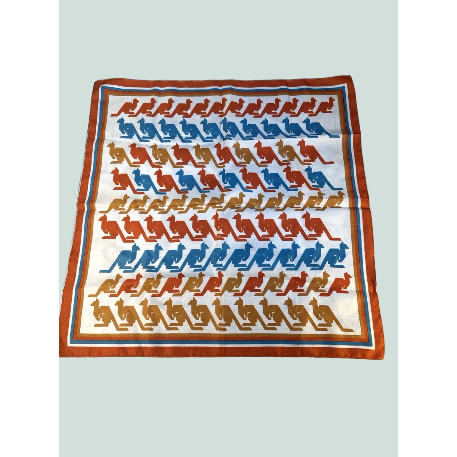 Vintage VINTAGE Italian Scarf Kangaroo Print Retro Mod 26” Polyester Scarf Women's Accessories OR Mens Accessories Size ONE SIZE - 1 Thumbnail
