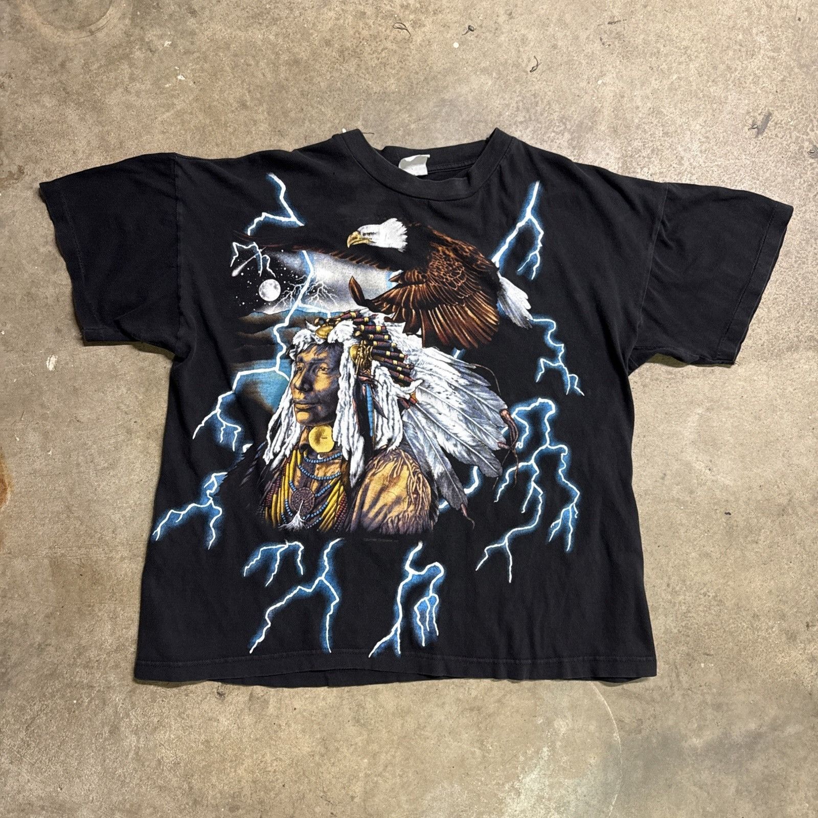 Harley Davidson Vintage American Thunder Shirt Large Black 90s Eagle Native Size US L / EU 52-54 / 3 - 1 Thumbnail