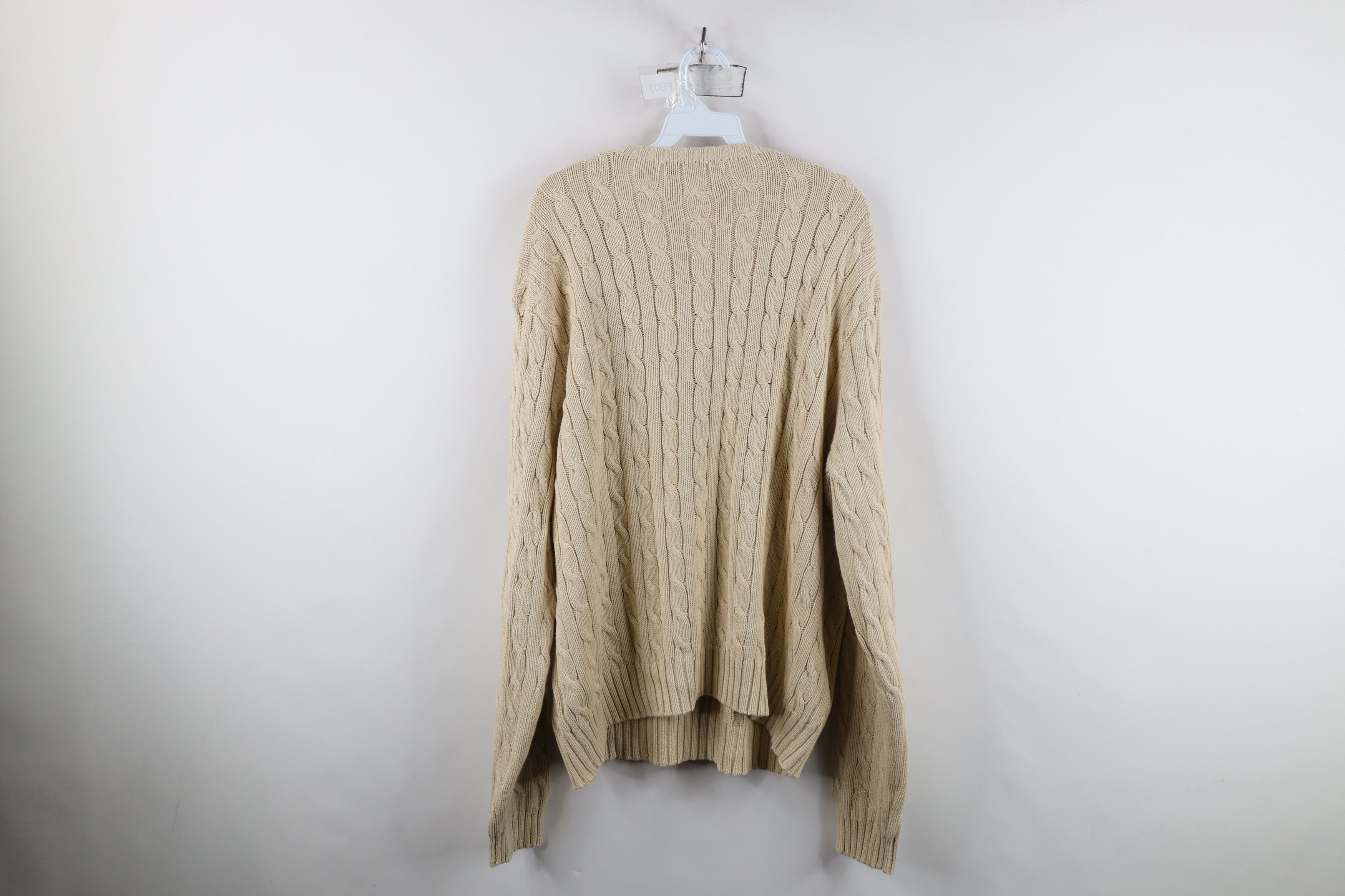 Ralph Lauren Vintage 90s Ralph Lauren Cotton Cable Knit Sweater Beige Size US XXL / EU 58 / 5 - 12 Thumbnail