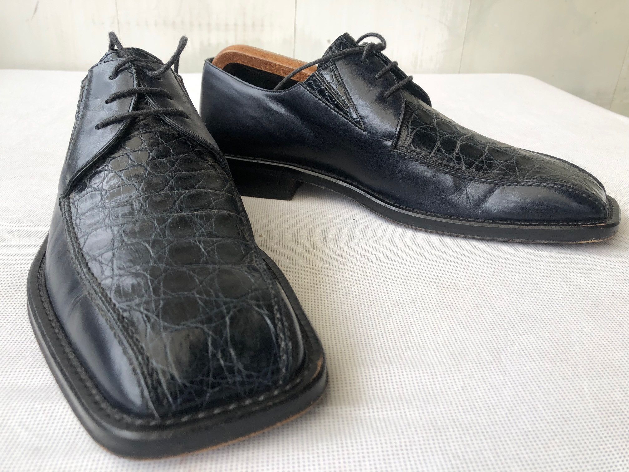 Mezlan Mezlan Dark Blue/Black Crcodile/leather Lace Up Shoes Size US 9 / EU 42 - 3 Thumbnail