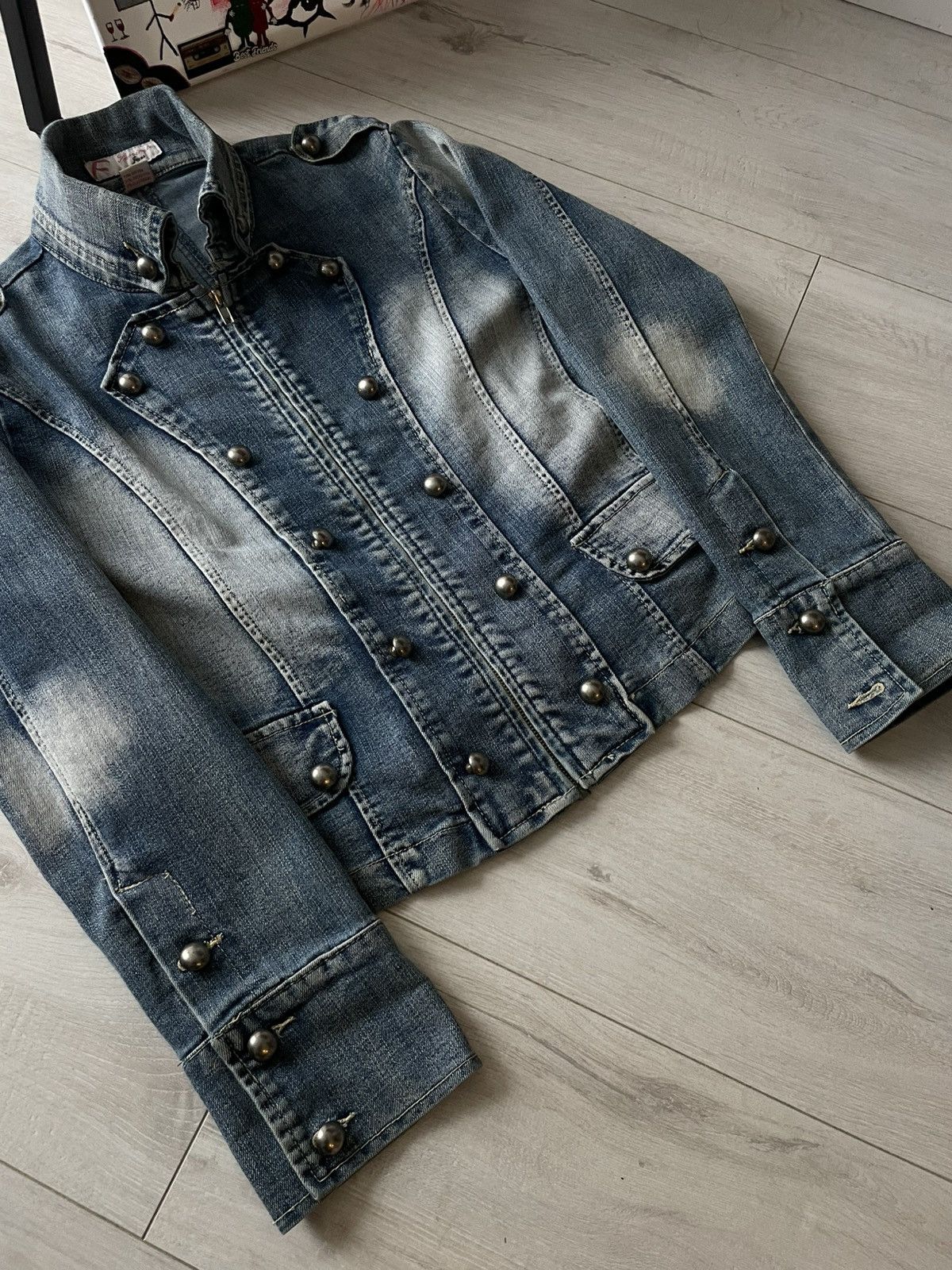 Japanese Brand Vintage 00’s Napoleon Denim Blazer Y2K Jacket Avant Garde Size XL / US 12-14 / IT 48-50 - 6 Thumbnail