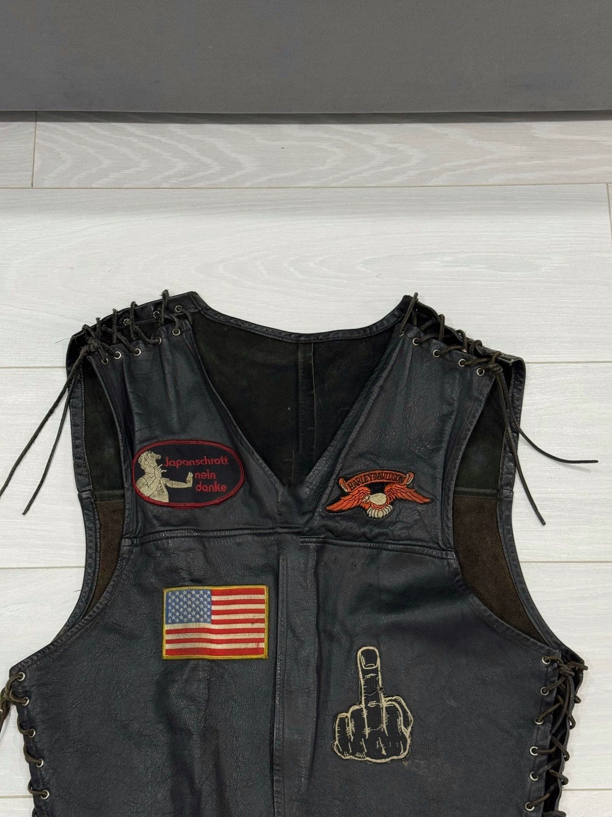 Vintage Vintage Patchwork Early 80s Distressed Harley Davidson Vest Size US S / EU 44-46 / 1 - 2 Thumbnail