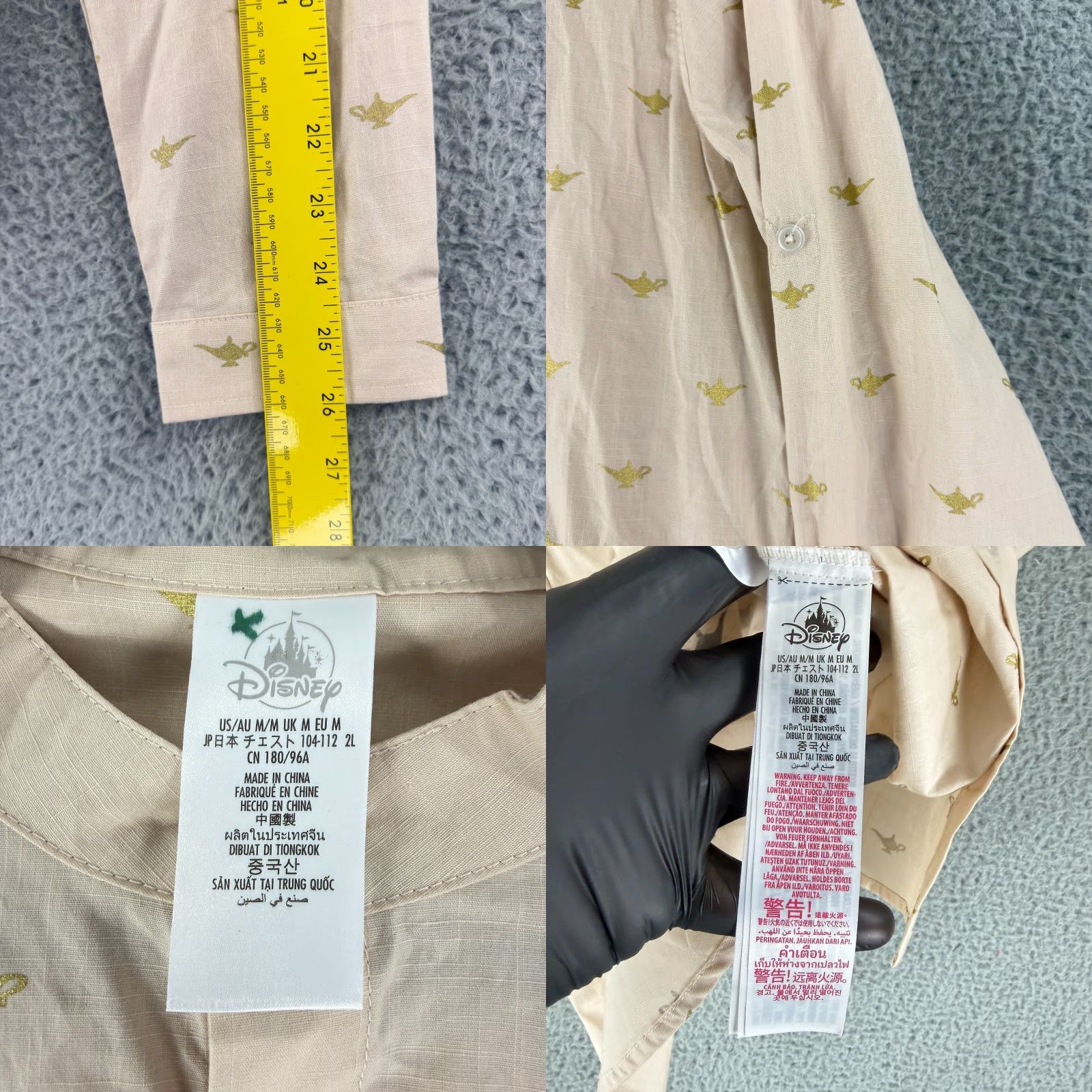 Disney Disney Aladdin Button-Up Shirt Mens Medium Beige Genie Lamp Long Sleeve Cotton Size US M / EU 48-50 / 2 - 8 Thumbnail