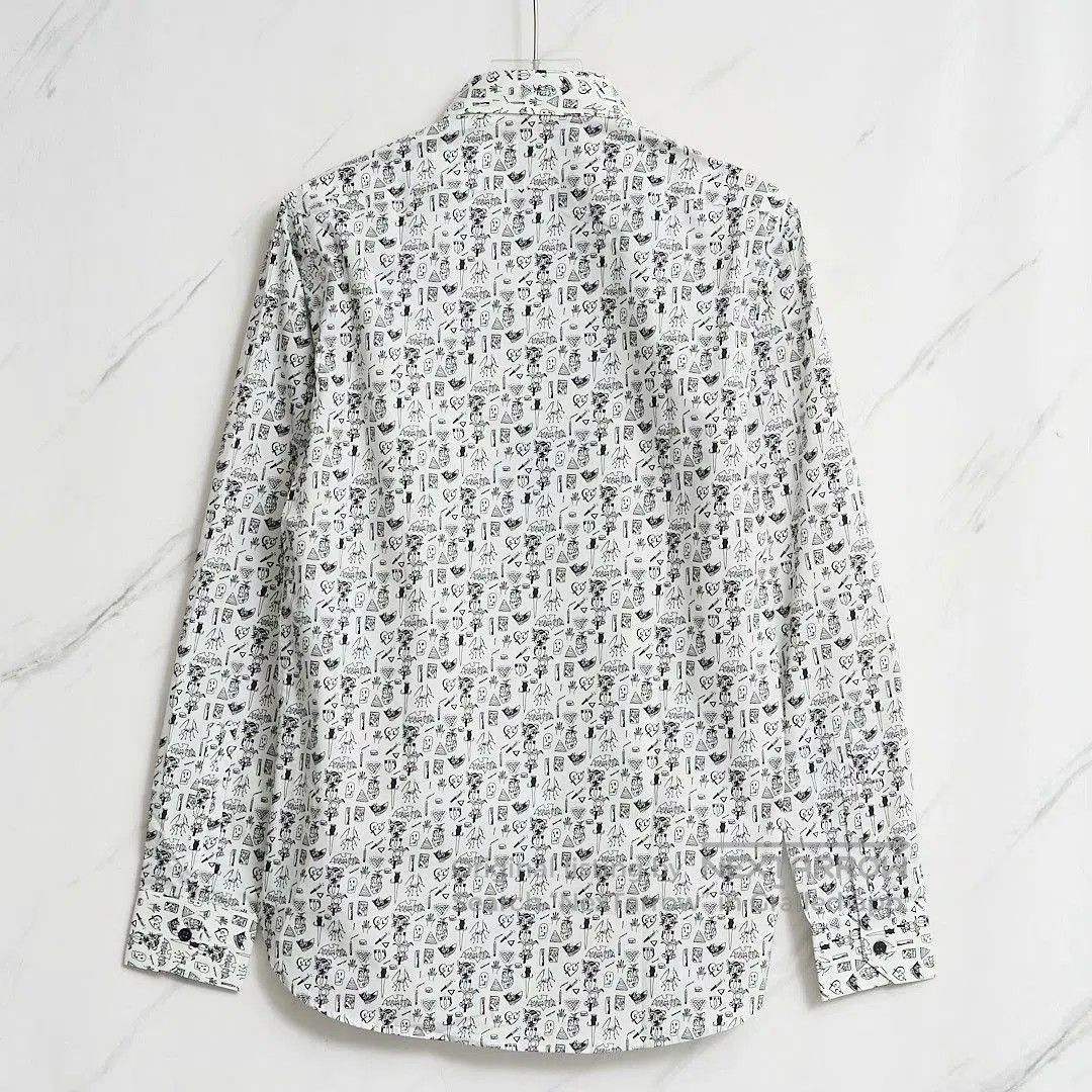 Saint Laurent Paris Saint Laurent Men's White Graphic Shirt. Size US XXS / EU 40 - 4 Thumbnail