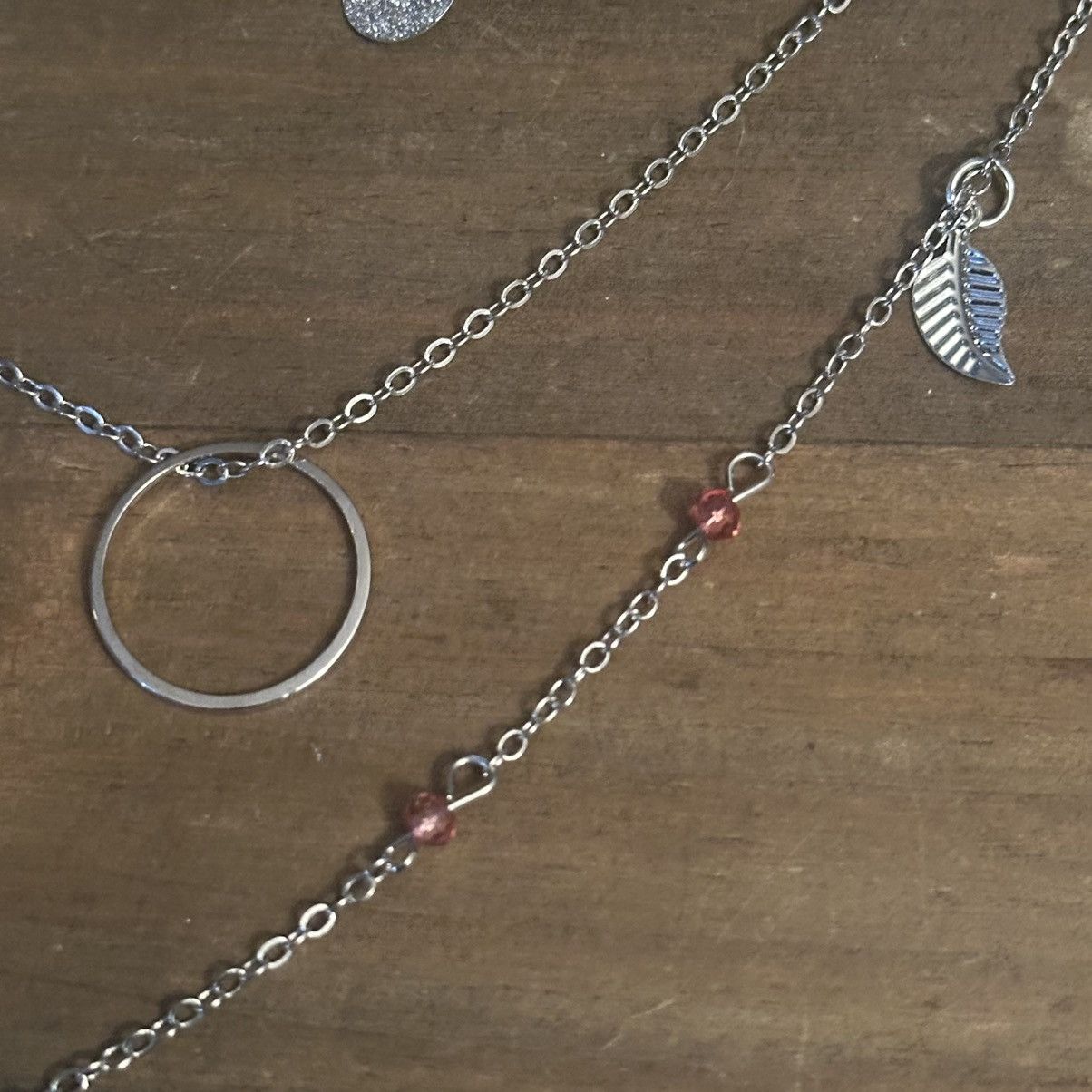 Other Silver tone multi strand layered leaf & disc charm necklace Size ONE SIZE - 4 Thumbnail