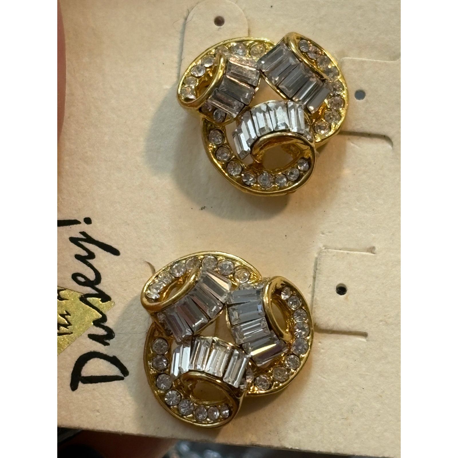 Other Vintage Dusey Rhinestone Earrings Gold Tone 16 g Size ONE SIZE - 10 Thumbnail