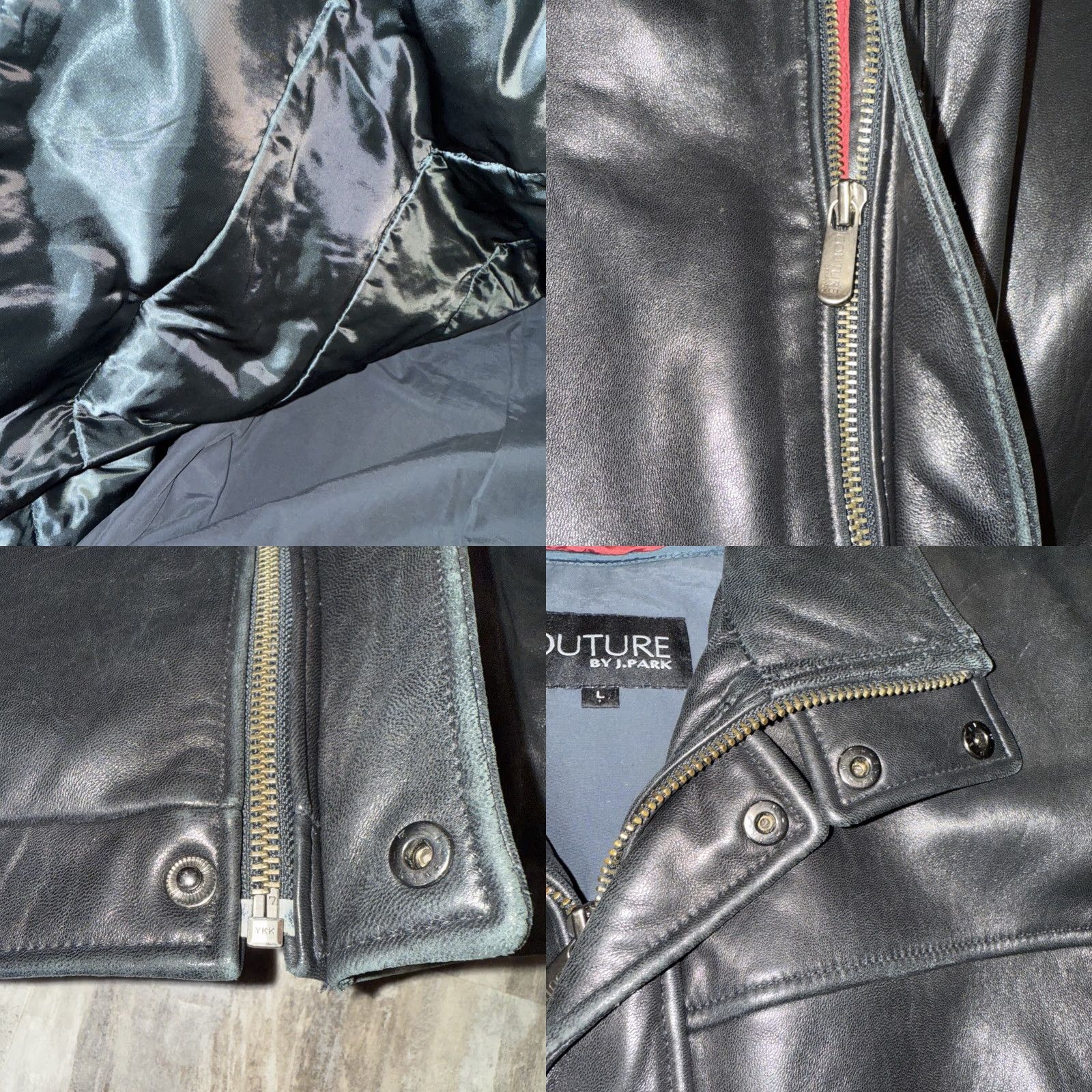 Vintage VINTAGE Couture by J Park Leather Jacket Coat Black Bomber 100% Lambskin Lined Removable Vest Zip Snap Mens Large Casual 90s Vintage Size US L / EU 52-54 / 3 - 8 Thumbnail