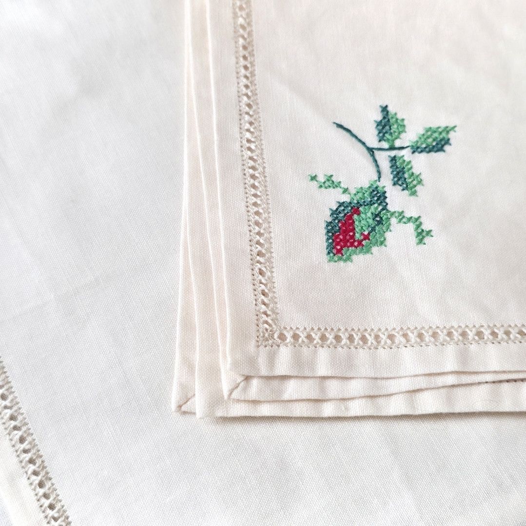 Vintage Vintage Linen Cotton Blend Napkin Set | 3 pcs Size ONE SIZE - 6 Thumbnail