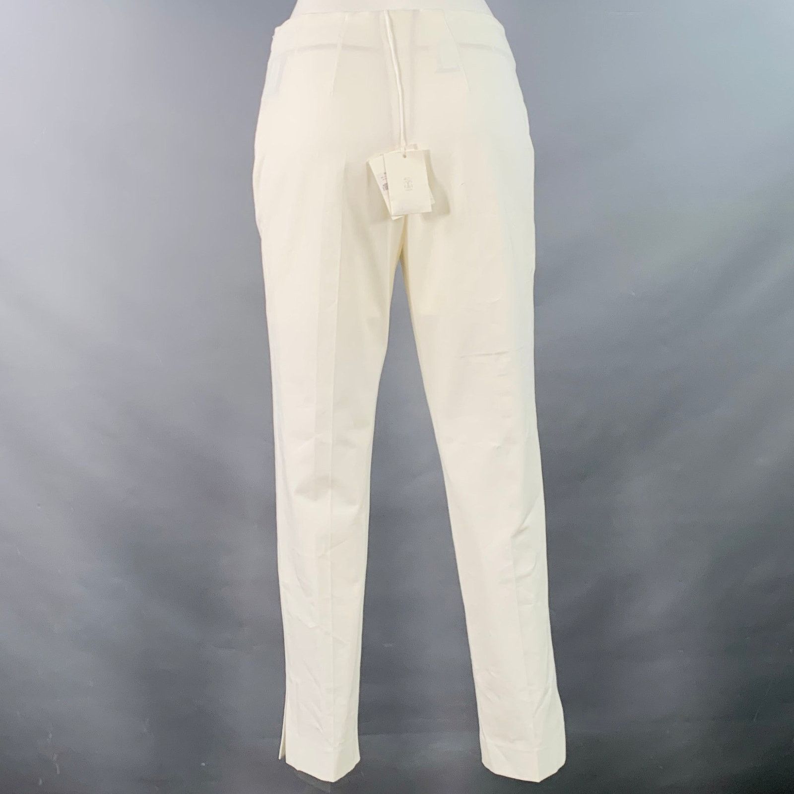 Other RIVAMONTI Size 4 White Cotton Blend Narrow Leg Dress Pants Size 27" / US 4 / IT 40 - 2 Thumbnail