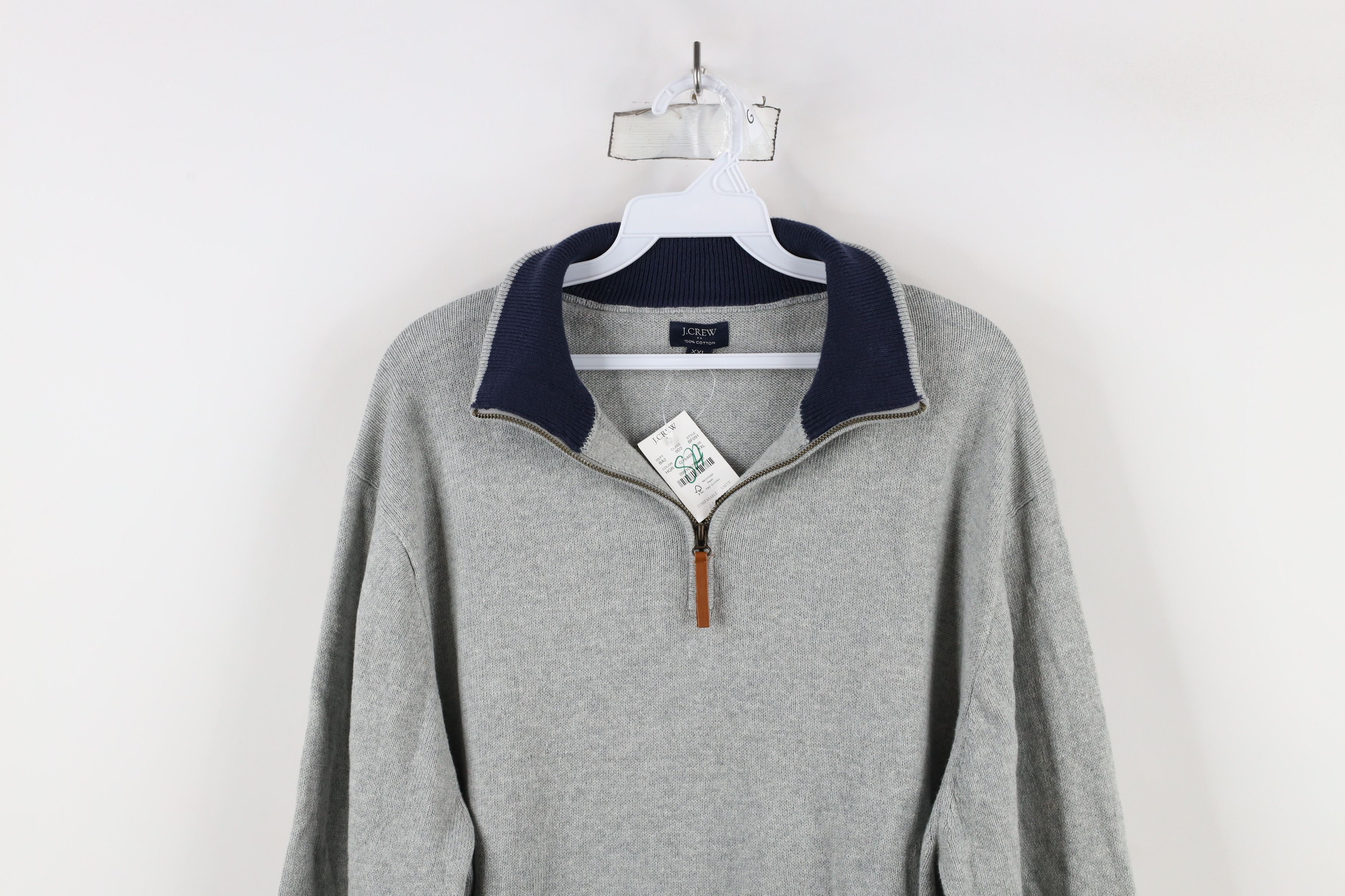 J.Crew × Vintage New J Crew Blank Cotton Knit Half Zip Pullover Sweater Gray Size US XXL / EU 58 / 5 - 2 Thumbnail