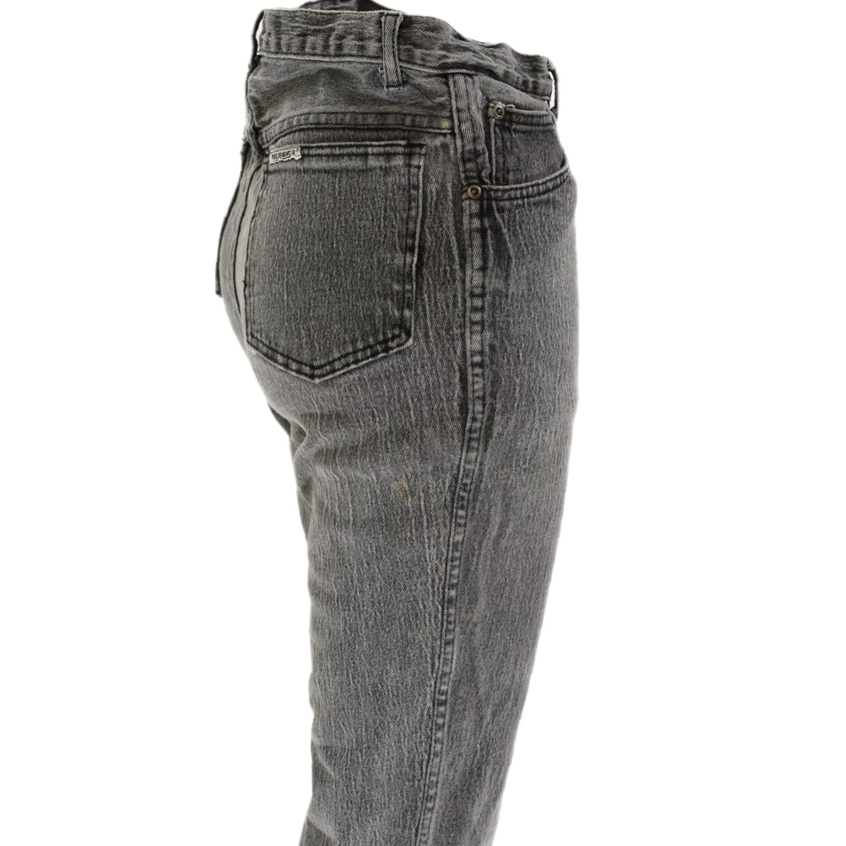 VINTAGE 80s Black Acid Wash Jeans Womens XS High Waist Tapered Leg