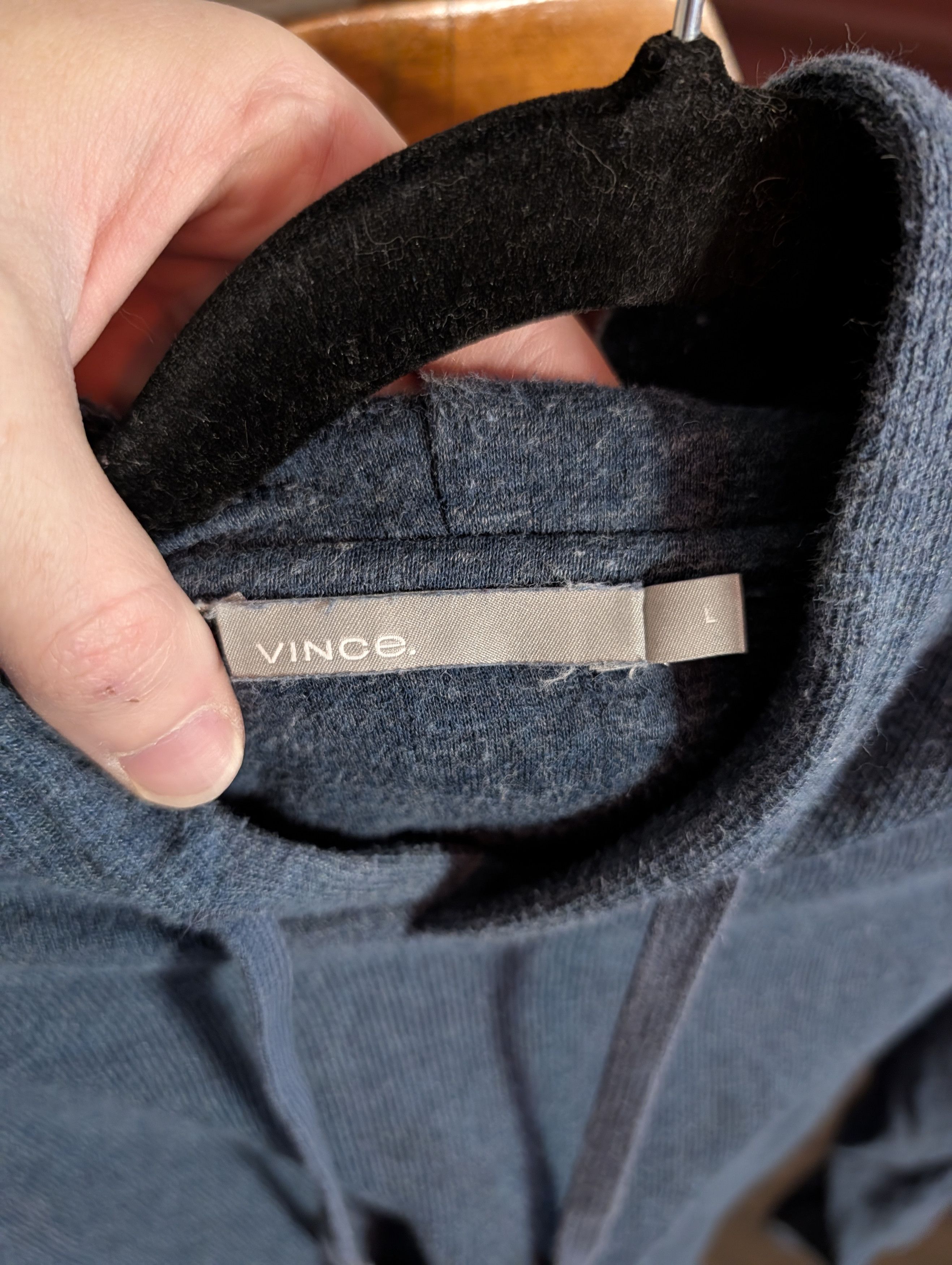 Vince Blue ribbed knit cotton hoodie SOFT w drawstrings Size US L / EU 52-54 / 3 - 10 Thumbnail