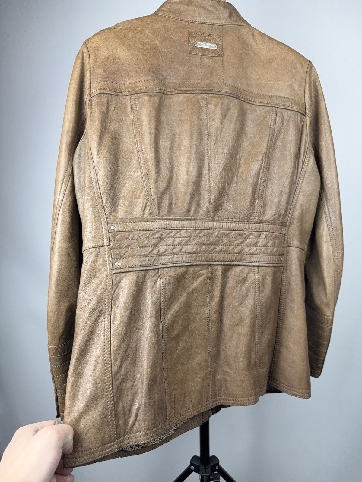 Genuine Leather Vintage 00s Avant Garde Brown Leather Biker Moto Jacket Size M / US 6-8 / IT 42-44 - 14 Thumbnail