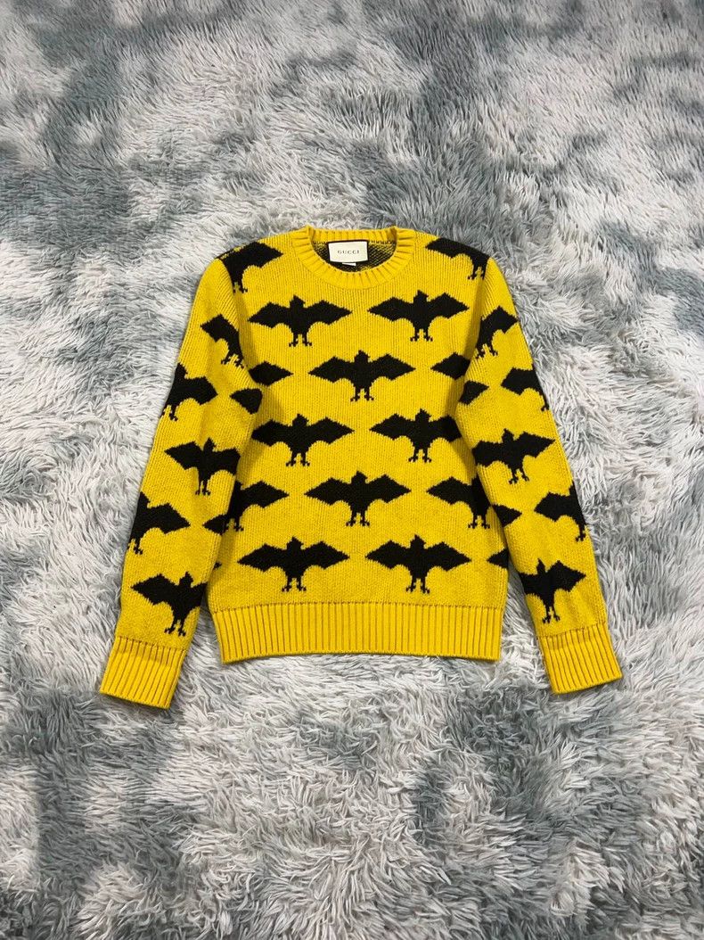 Gucci Gucci Yellow Sweater with Bat Design Size US M / EU 48-50 / 2 - 1 Thumbnail