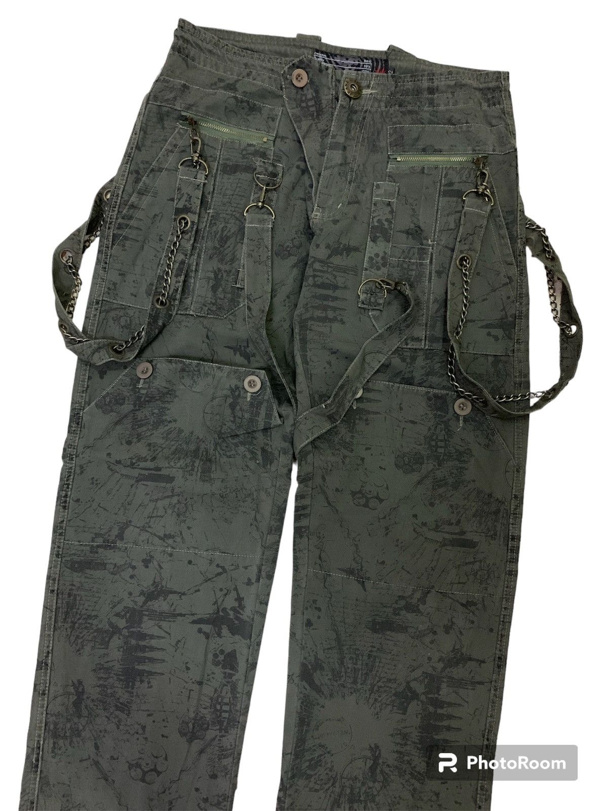 Japanese Brand 💥Yk2 Japanese Green Army Art Cargo Pant Size US 32 / EU 48 - 2 Thumbnail