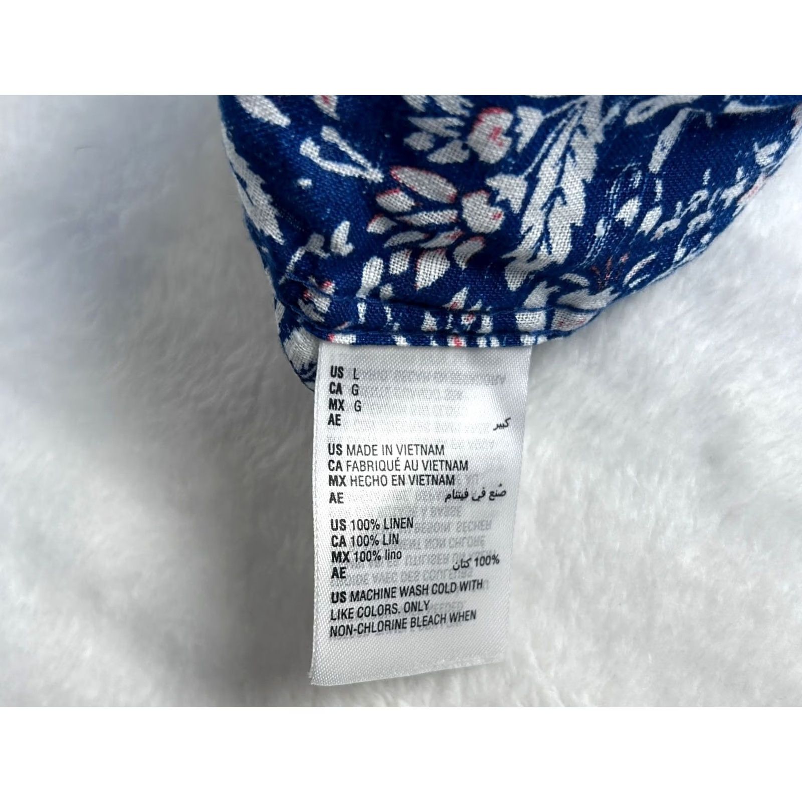 Club Room Club Room Mens Floral Linen Button-Up Shirt Size Large Blue White Casual Size US L / EU 52-54 / 3 - 5 Thumbnail