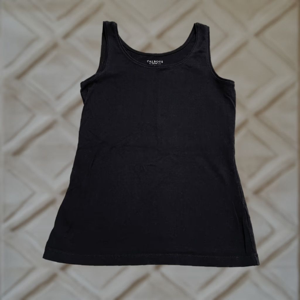Talbots Talbots Tank Womens 0P Petites Black Scoop Neck Sleeveless Cotton Modal Spandex Knit Basic Casual Size XS / US 0-2 / IT 36-38 - 1 Thumbnail