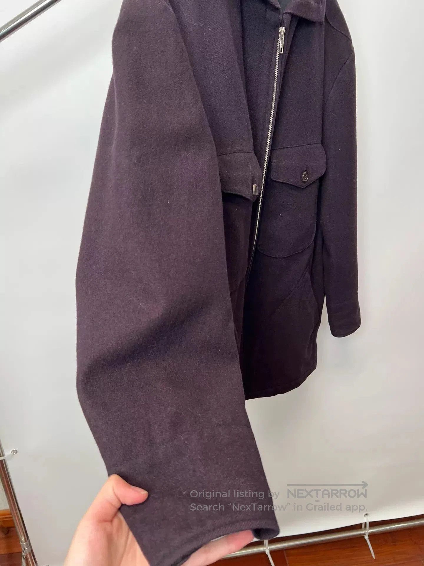 Yohji Yamamoto Purple Zip-Front Jacket with Pocket Details. Size US L / EU 52-54 / 3 - 4 Thumbnail