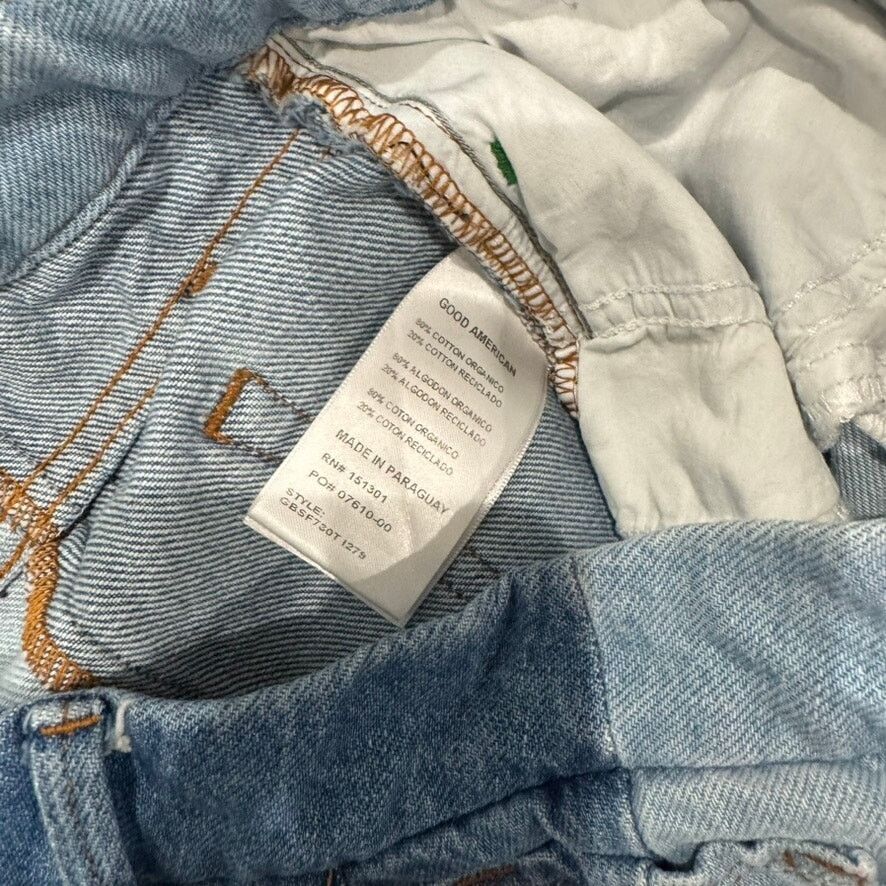 Good American Two Tone Step Hem High Waist Boyfriend Jeans