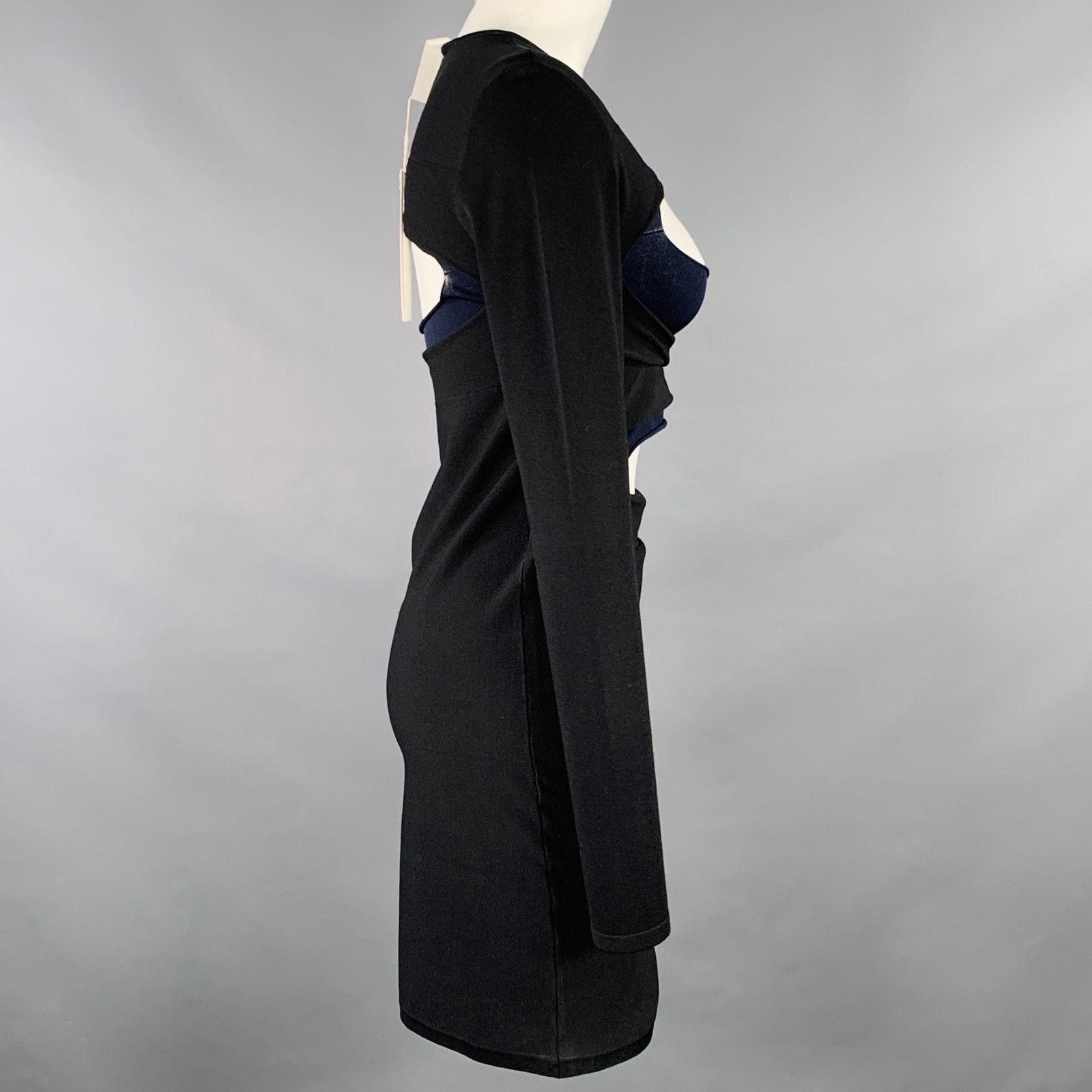 Dion Lee Black Navy Viscose Blend Cut Out Long Sleeve Mini Dress Size M / US 6-8 / IT 42-44 - 3 Thumbnail
