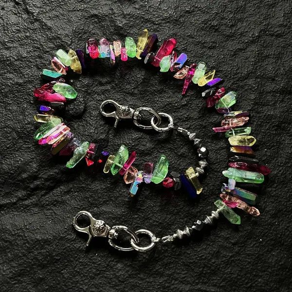 Jewelry Multicolor Crystal Beaded Wallet Chain, Pants Chain Size ONE SIZE - 8 Thumbnail
