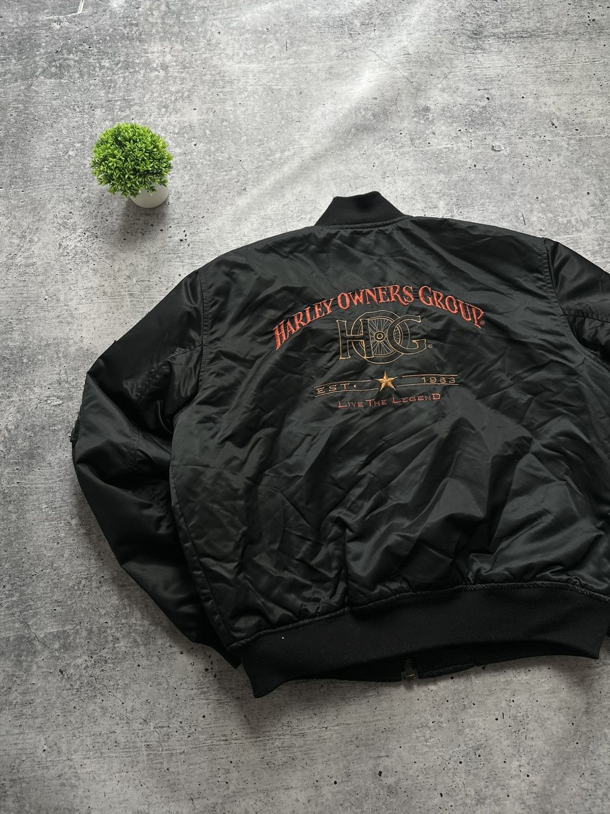 Harley Davidson Vintage Harley Davidson Motorcycle OWNERS HOG Satin Jacket! Size US L / EU 52-54 / 3 - 11 Thumbnail