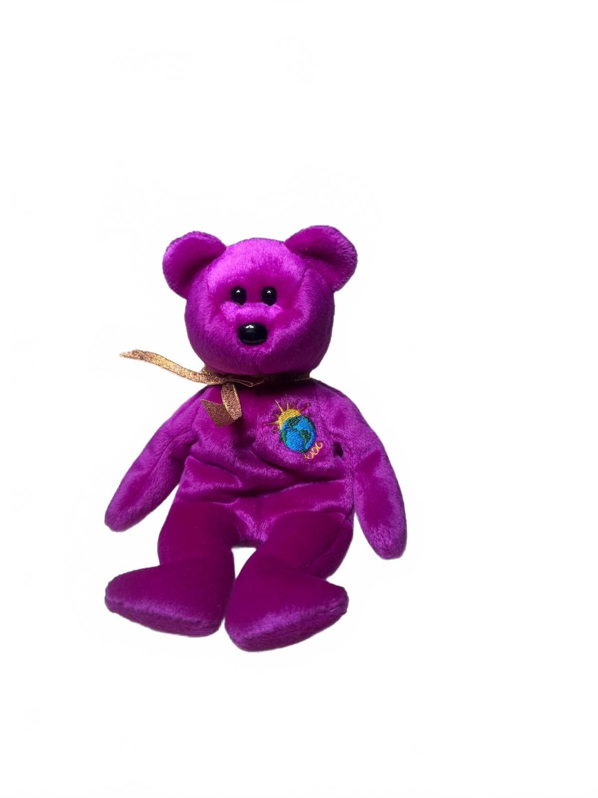 Designer Ty Millennium Beanie Baby Purple Bear Plush Toy Size ONE SIZE - 1 Thumbnail