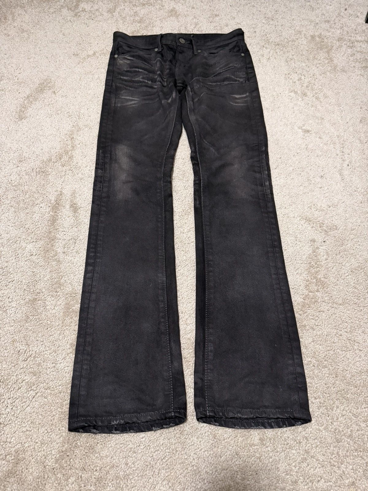 FUGA black coated denim 00s FUGA Black Coated Flared Denim 鬼ヒゲ