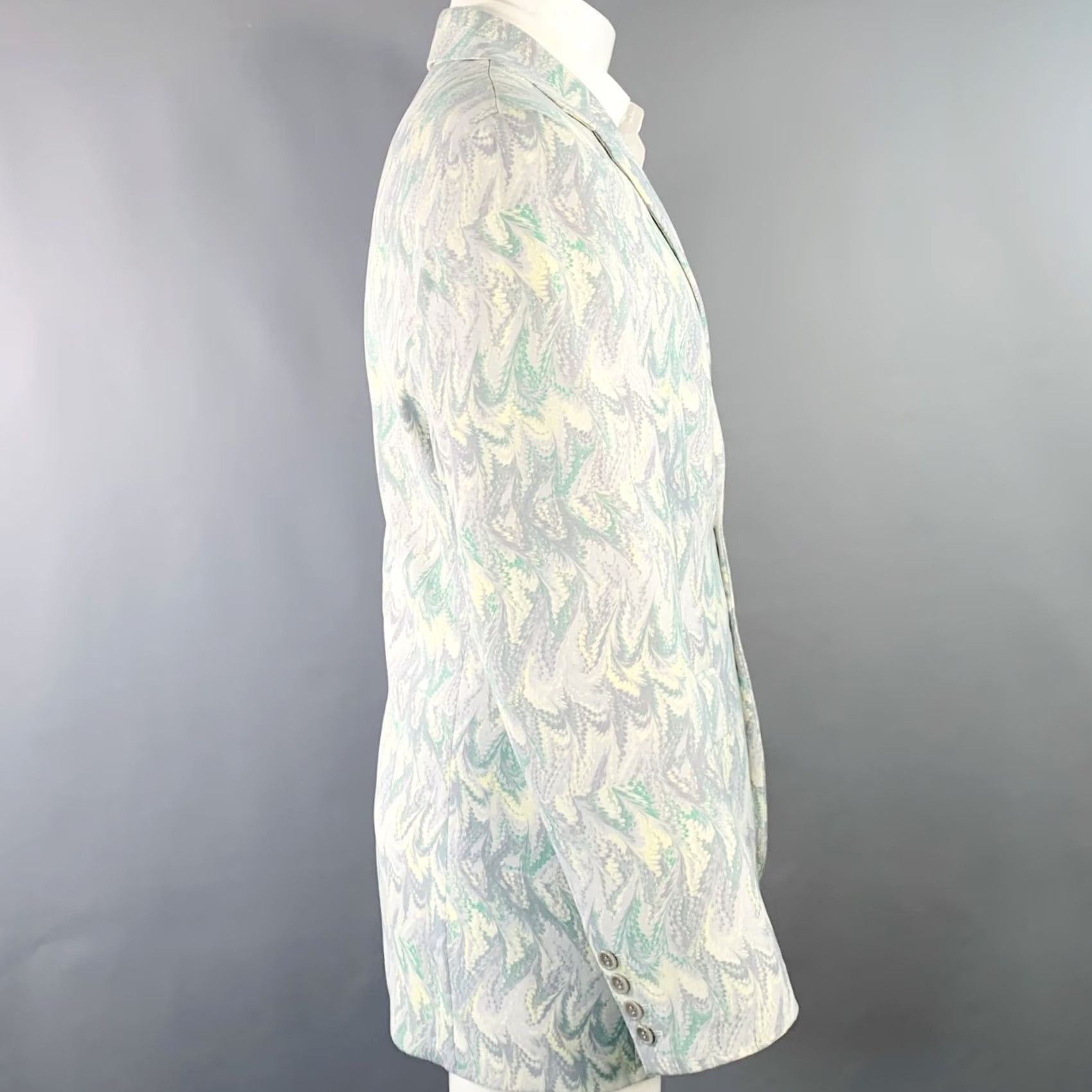 Alexander McQueen ALEXANDER MCQUEEN Vintage Size 40 Grey Green Print Notch Lapel Sport Coat Mens Jacket Size US XXS / EU 40 - 3 Thumbnail