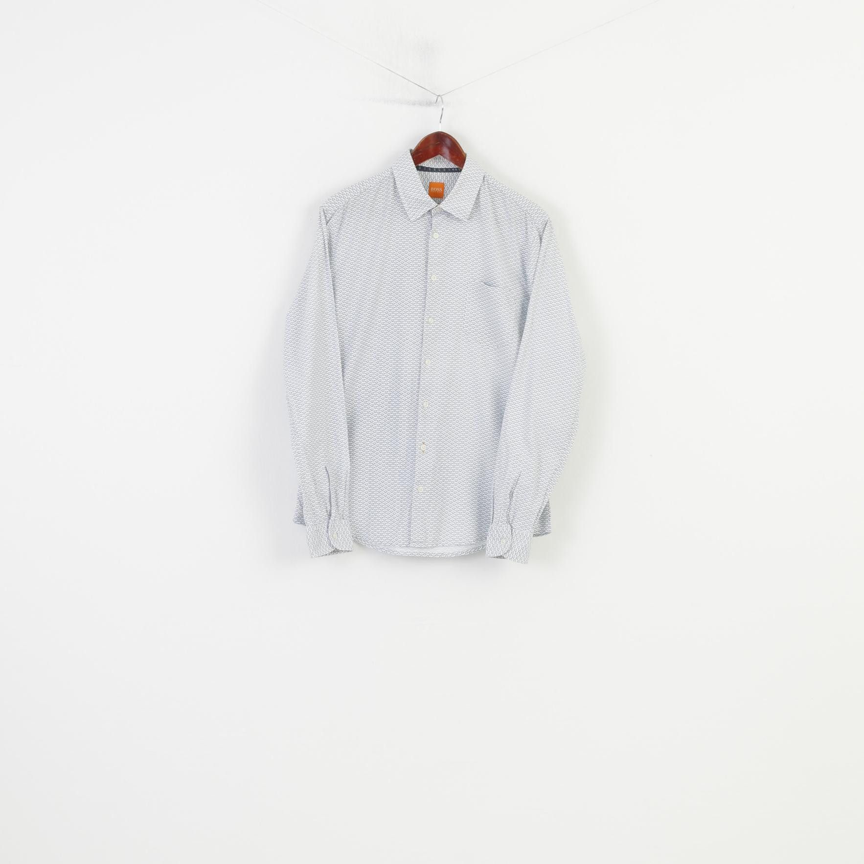 Hugo Boss Hugo Boss Men L Casual Shirt White Blue Slim 9805 Size US L / EU 52-54 / 3 - 2 Thumbnail