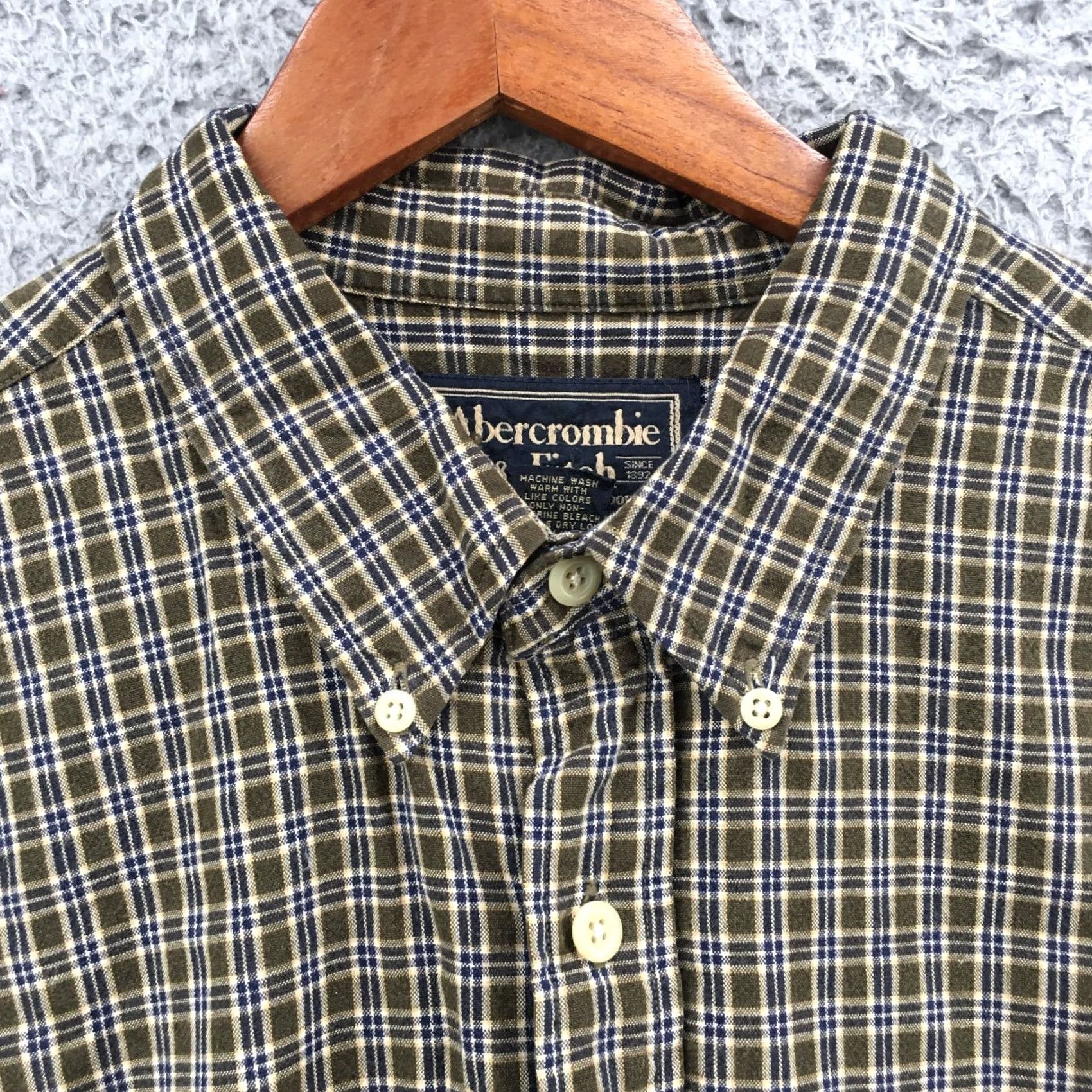 Abercrombie & Fitch Abercrombie & Fitch Button Down Long Sleeve Shirt Mens Large Green Cotton Plaid Size US L / EU 52-54 / 3 - 3 Thumbnail