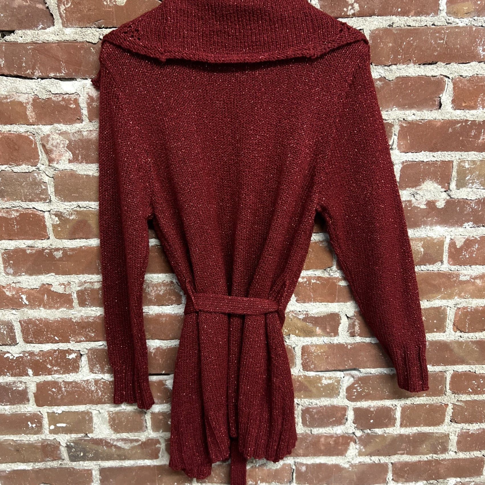 Vintage Chicos Women's Red Wool Blend Tie Front Duster Sweater Size 3 Cardigan Wool Blend Red Women's Size 3 Size XS / US 0-2 / IT 36-38 - 3 Thumbnail