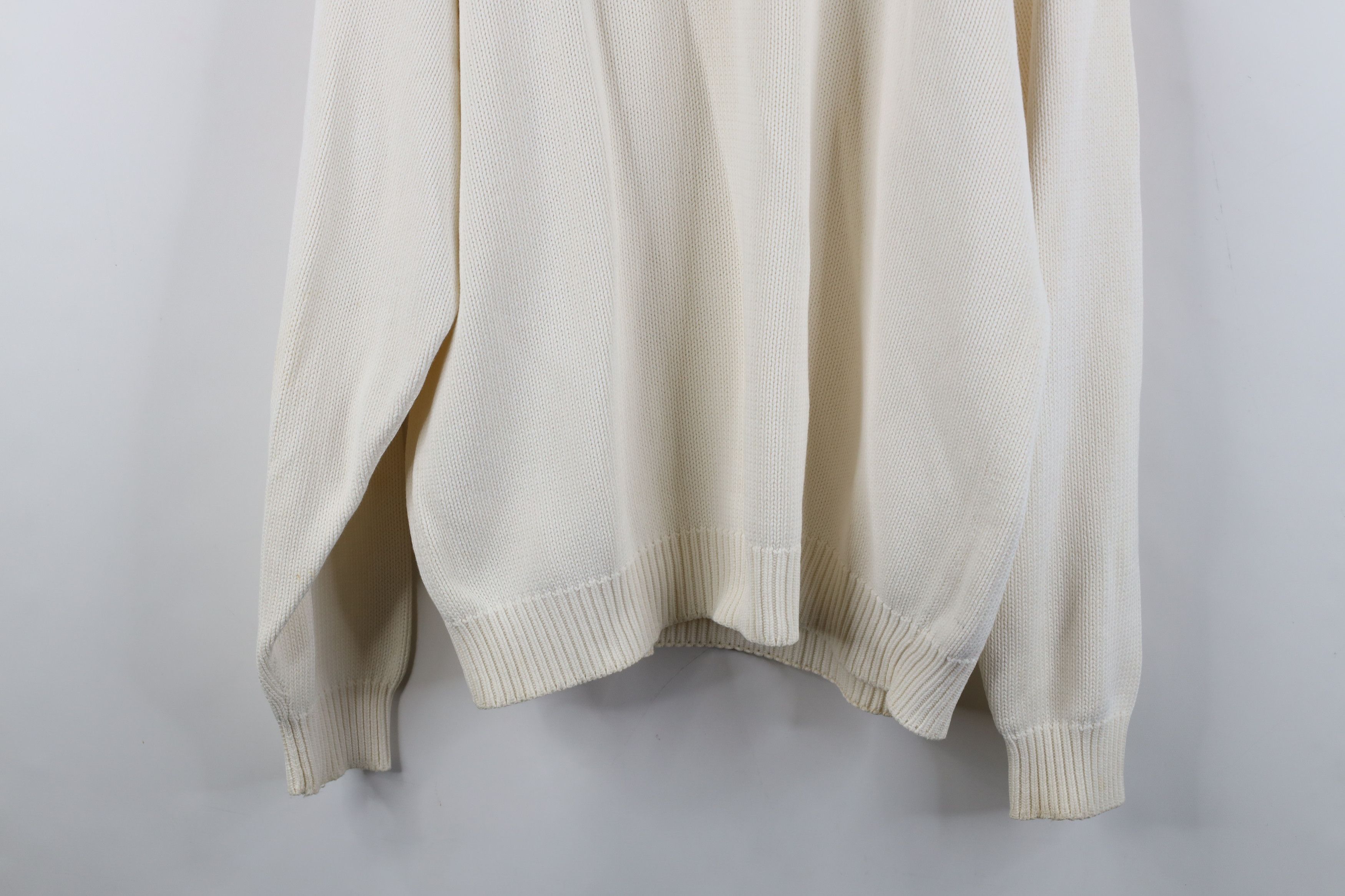 Vintage Vintage 90s Streetwear Cotton Knit Crewneck Sweater Cream Size US XL / EU 56 / 4 - 11 Thumbnail