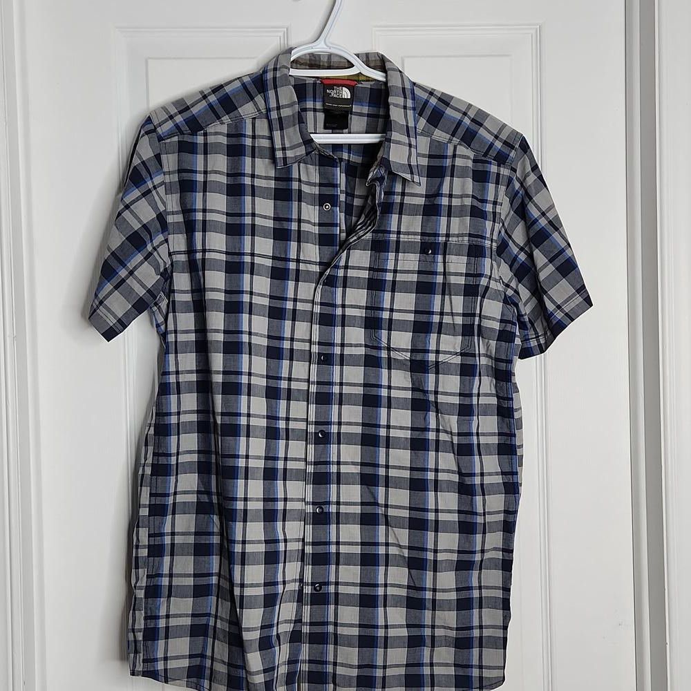 The North Face The North Face Short Sleeves Shirt Dark Blue Plaid Large Size 42R - 1 Thumbnail