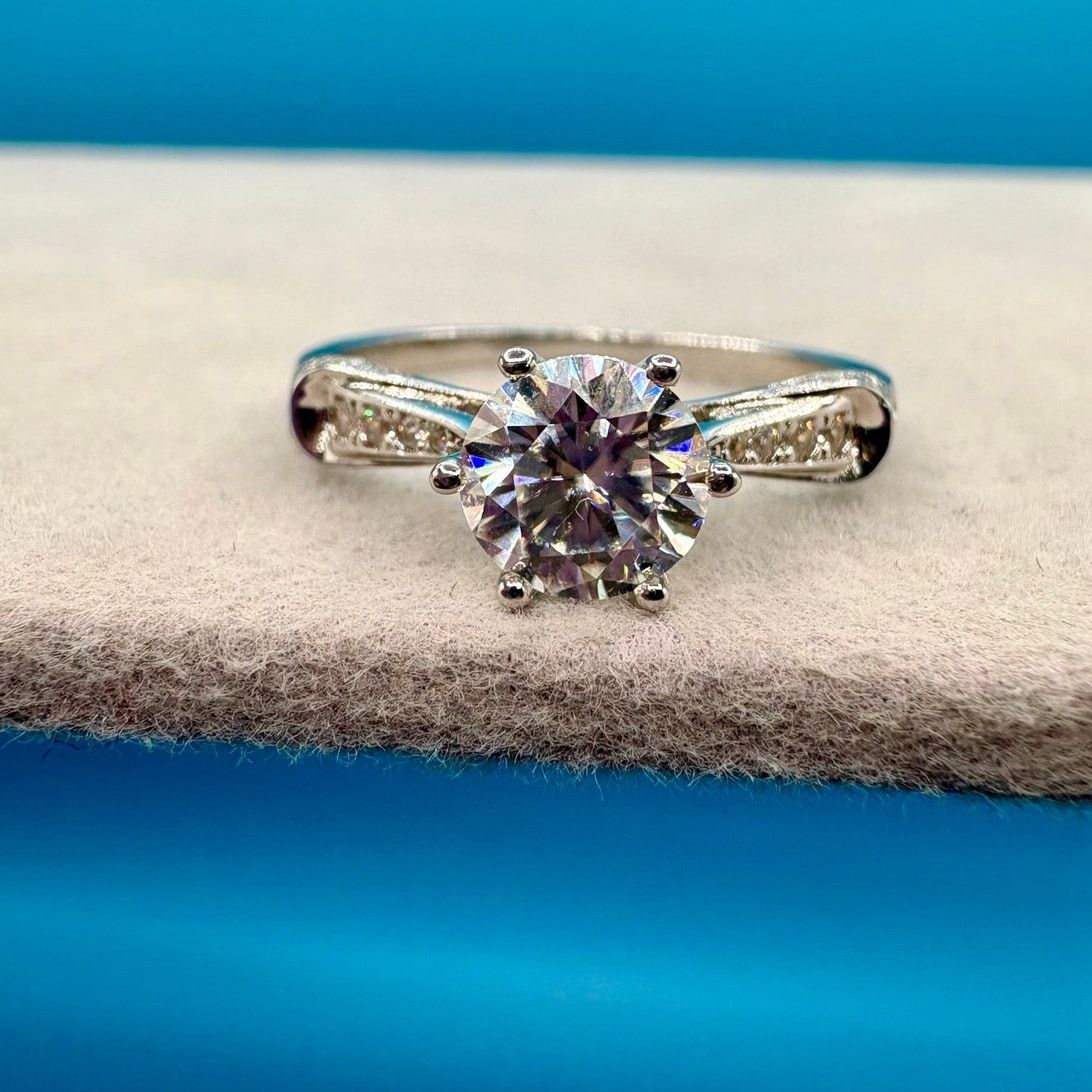 Jewelry Sz 9 - 1.25ct VVS1 D Moissanite Ring - 925 Sterling Silver Size ONE SIZE - 7 Thumbnail