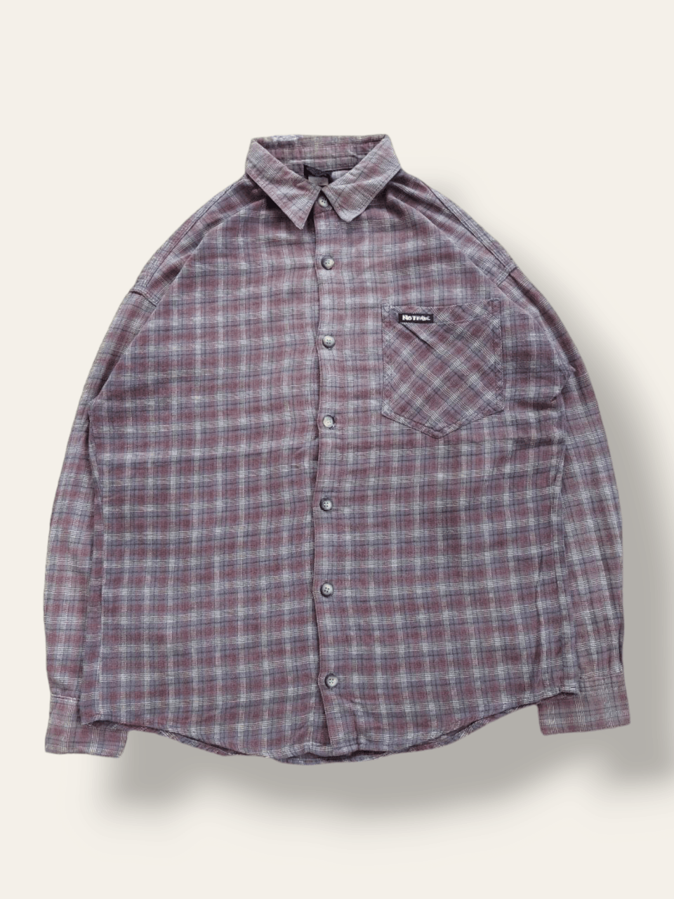 image of 90's No Fear Made In Usa Old Skool Plaid Shirt in Brown, Men's (Size Medium)