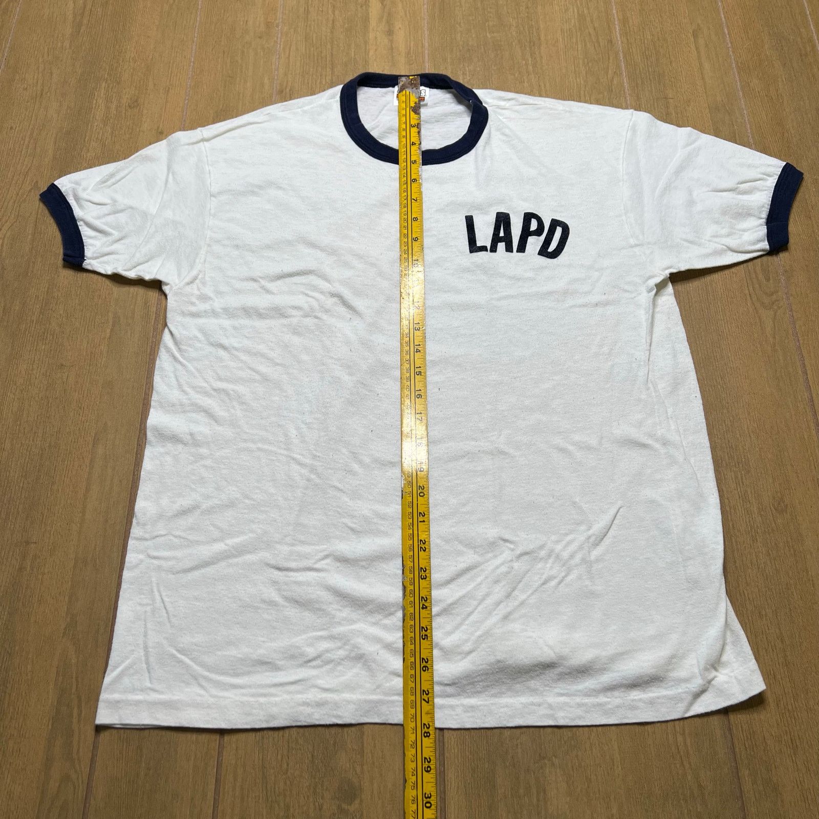 Hanes Vintage LAPD Ringer T Shirt 70s 80s Police Hanes Tee USA XL Size US XL / EU 56 / 4 - 6 Thumbnail