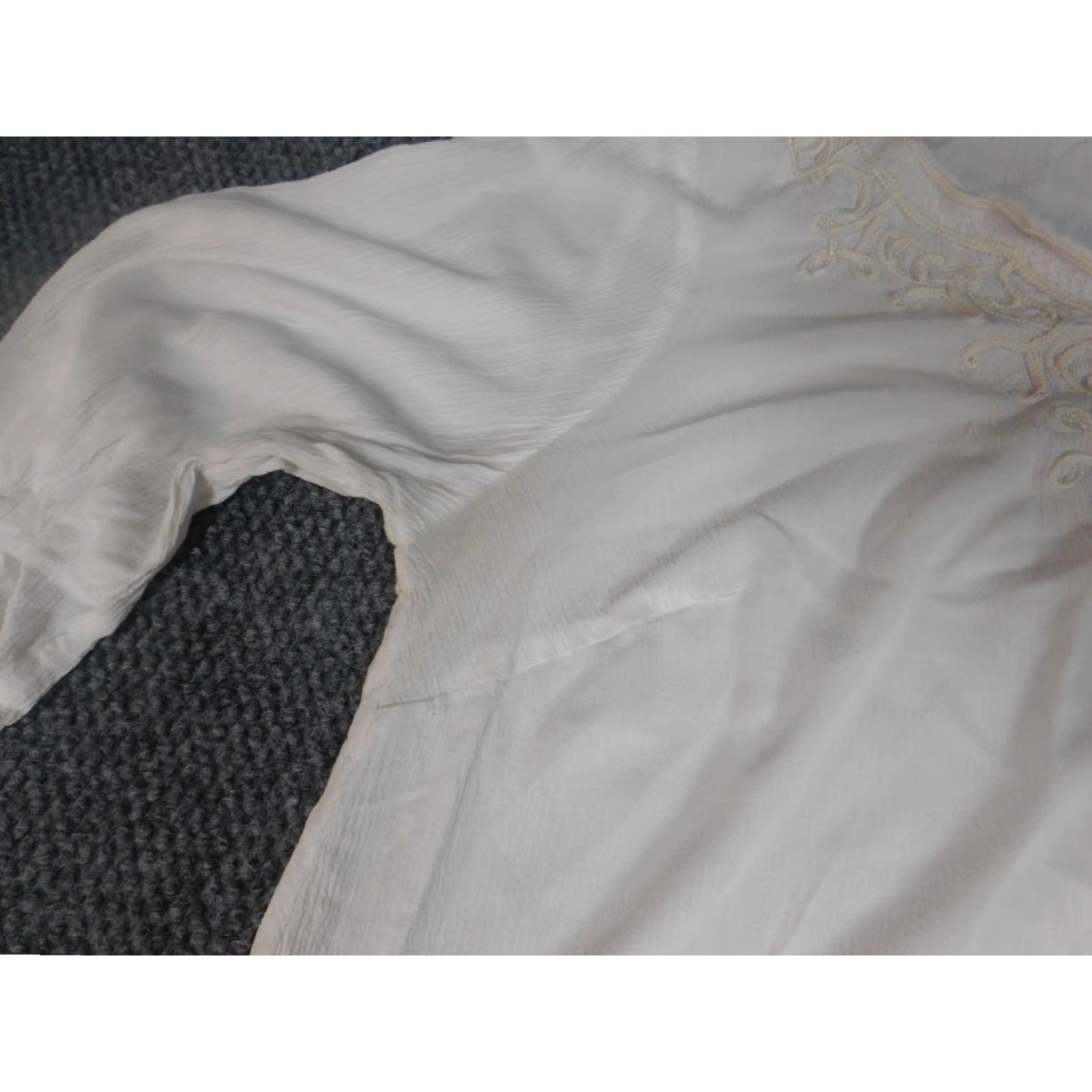 Vintage Catherines Blouse 0X Plus White Crew Neck Long Sleeve Pullover Stretch Rayon Solid Casual Womens Size XL / US 12-14 / IT 48-50 - 7 Thumbnail