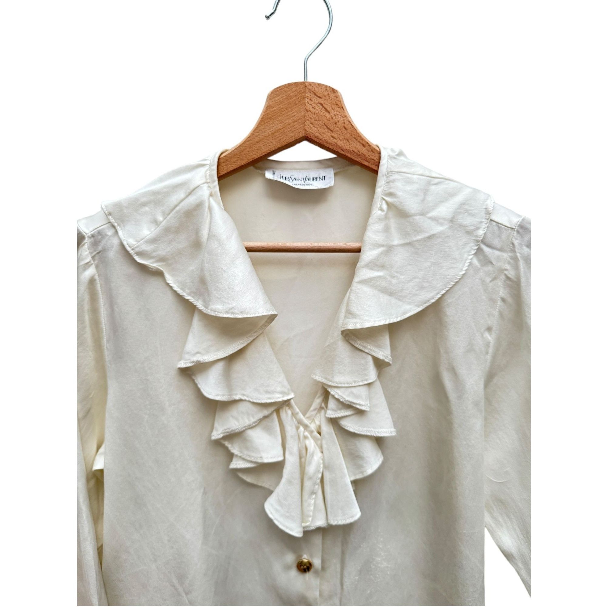 Yves Saint Laurent Offwhite Silk Shirt Size M / US 6-8 / IT 42-44 - 3 Thumbnail