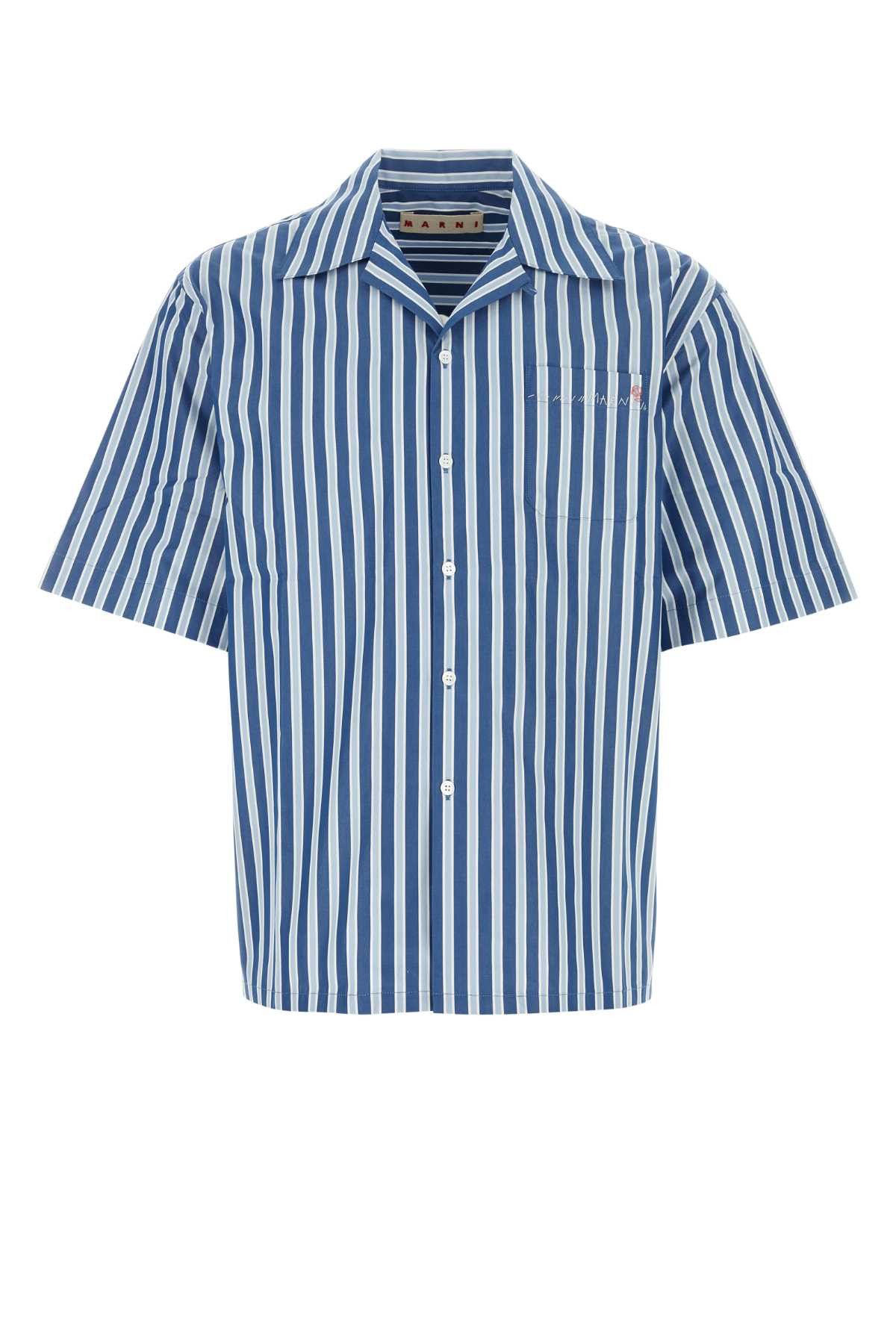 image of Marni Embroidered Poplin Shirt in Stripped, Men's (Size XL)