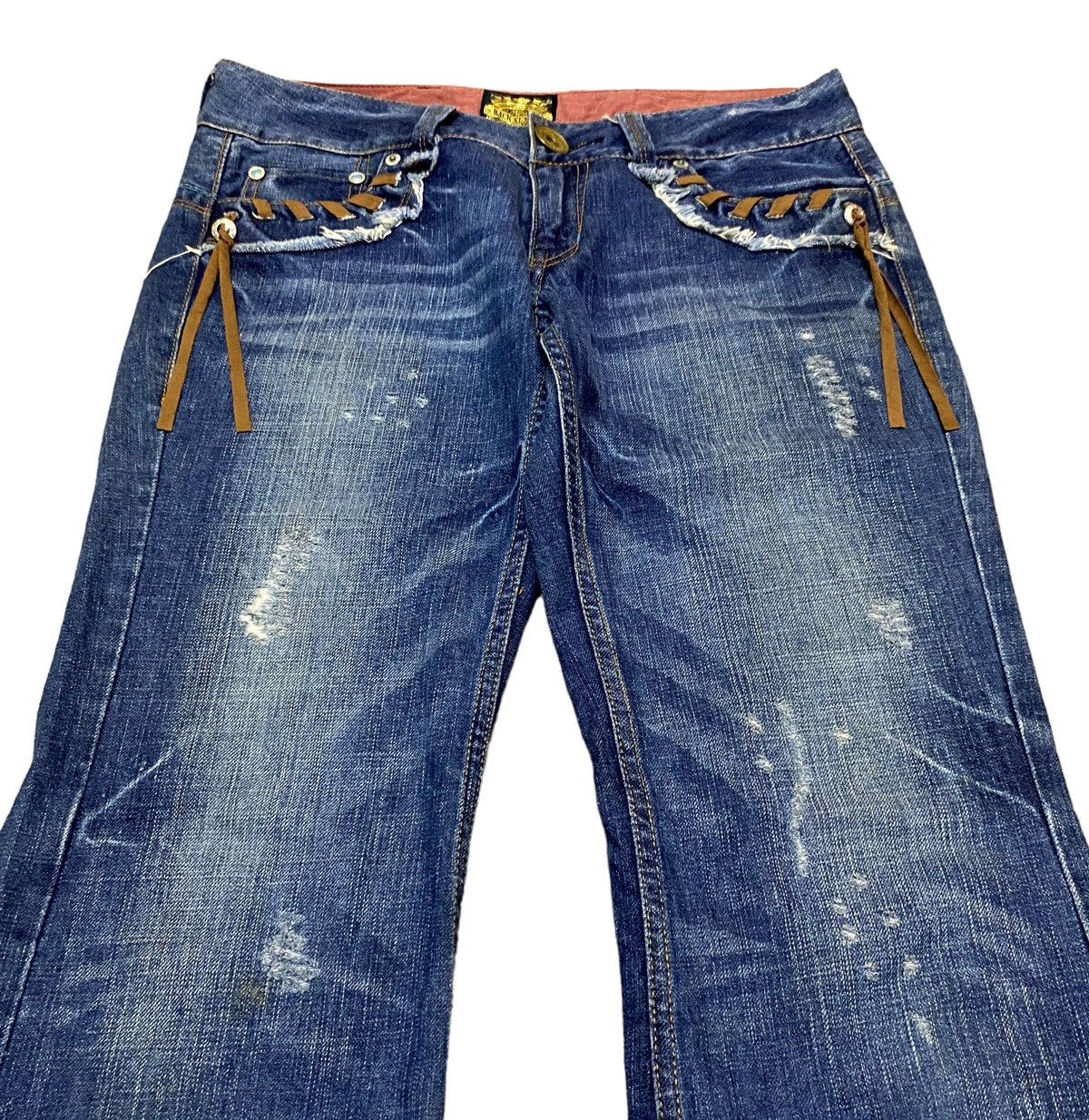 Le Grande Bleu (L.G.B.) Rare Design Vintage Brand Back Number Flared Jeans 2000s Size US 30 / EU 46 - 3 Thumbnail