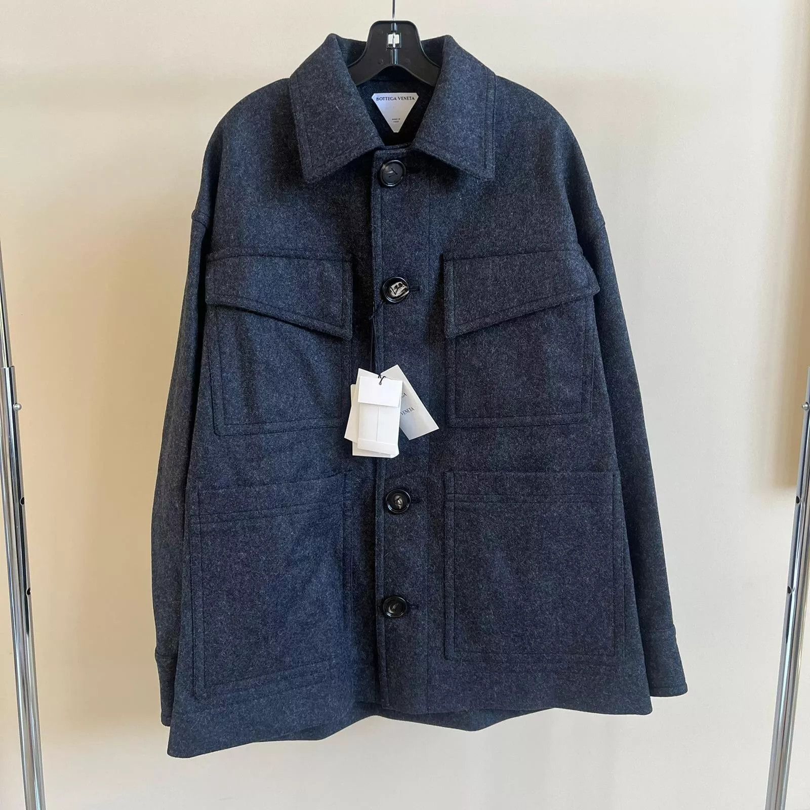 Bottega Veneta Military Wool Felted Coat in Charcoal Size US M / EU 48-50 / 2 - 4 Thumbnail