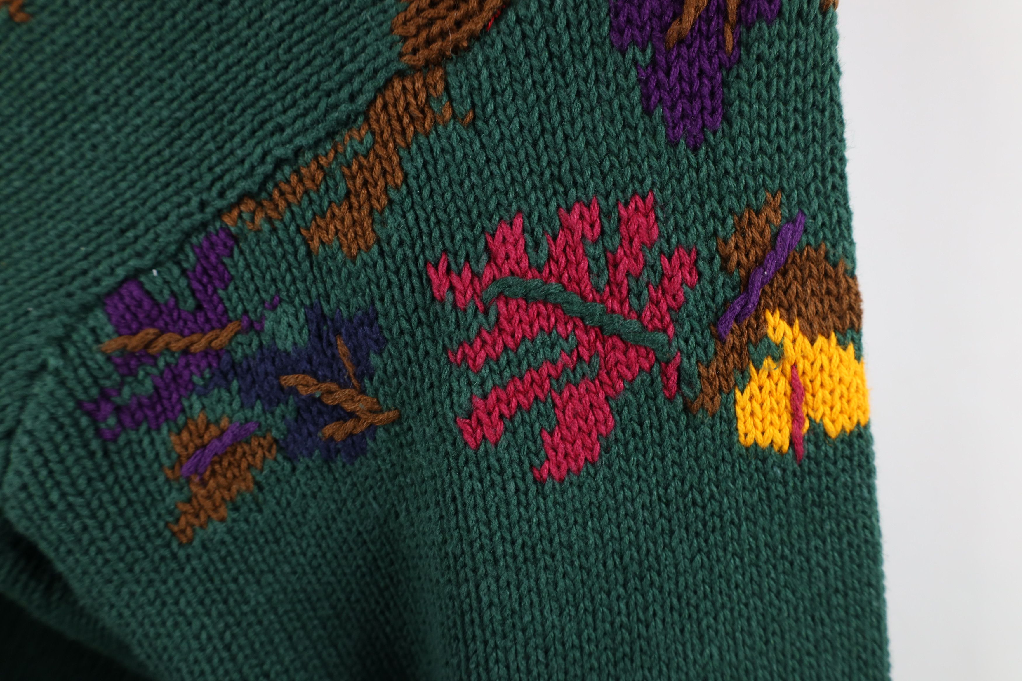Vintage Vintage 90s Streetwear Nature Leaf Knit Turtleneck Sweater Size XL / US 12-14 / IT 48-50 - 10 Thumbnail