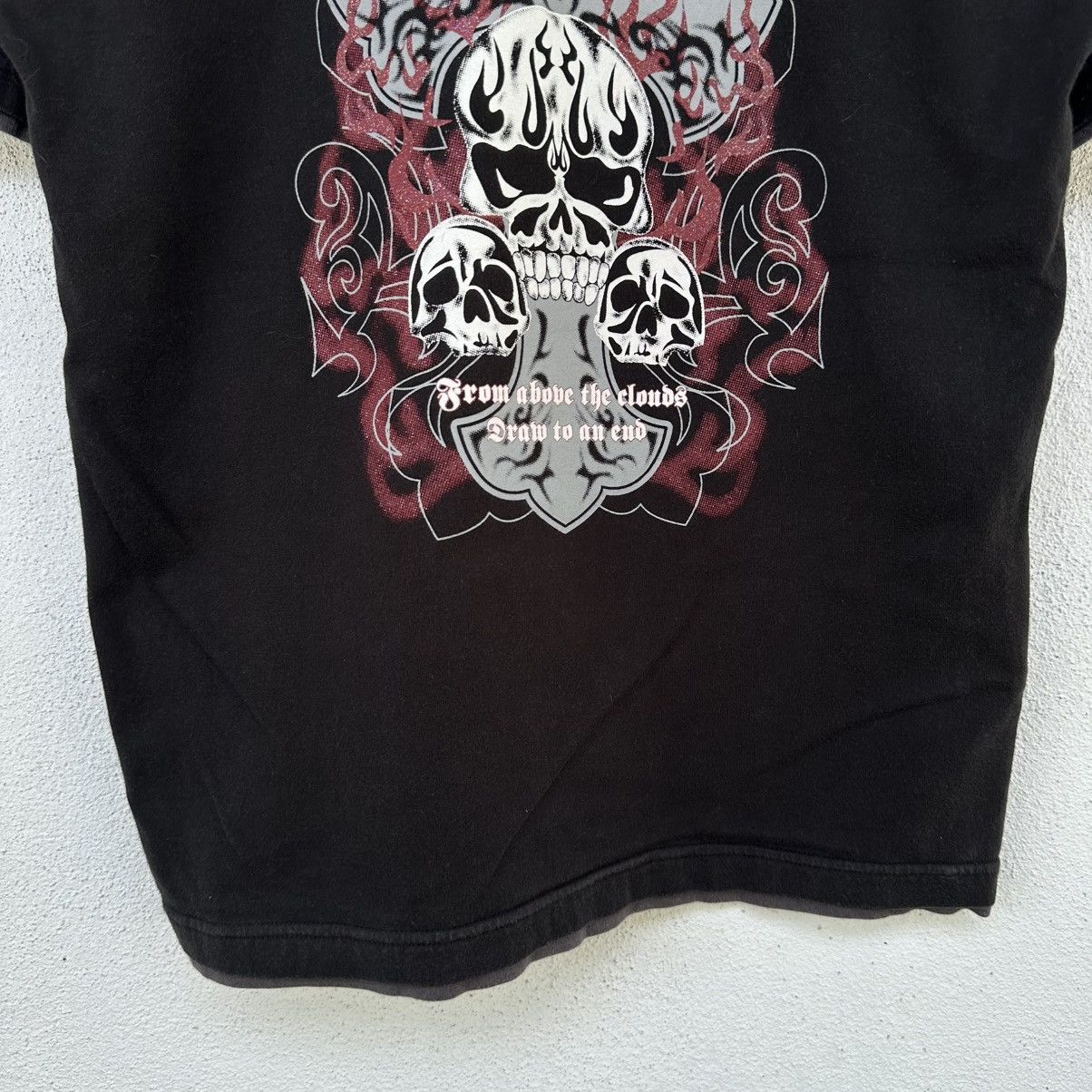 If Six Was Nine Vintage Grigri Skull Flame Punk Double Layer T Shirt Size US L / EU 52-54 / 3 - 3 Thumbnail