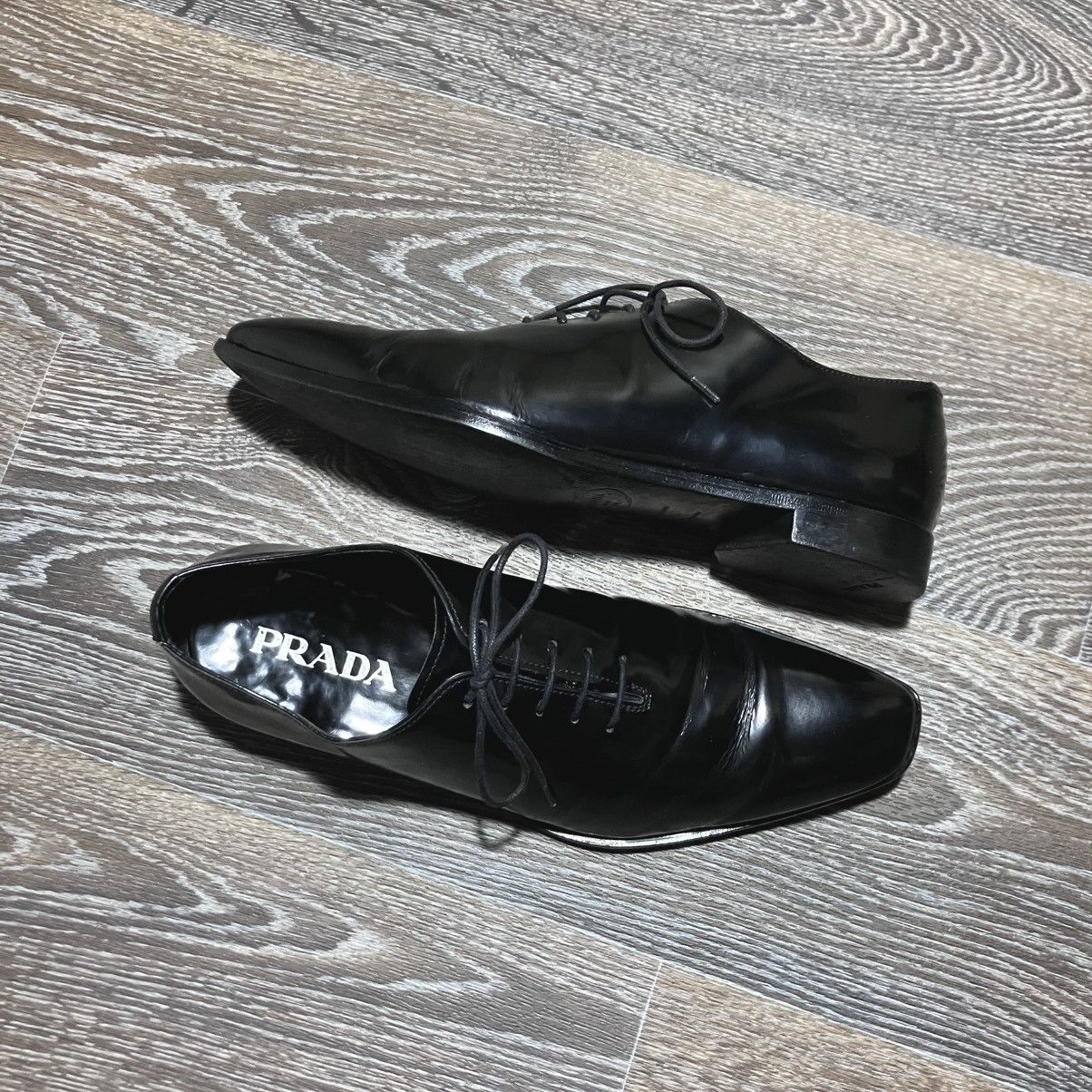 Prada Vintage PRADA Men’s Patent Leather Oxford Black Dress Shoes Size US 7.5 / EU 40-41 - 3 Thumbnail