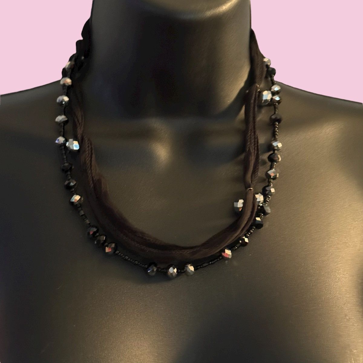 Other Convertible black and silver bead ribbon necklace Size ONE SIZE - 1 Thumbnail