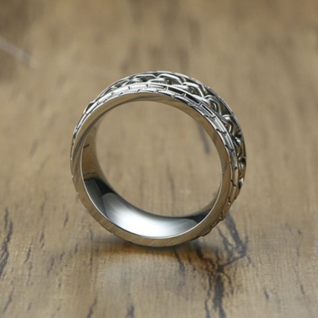 Jewelry Men's 8mm Silver Spinning Chain Ring - Size 7 Size ONE SIZE - 3 Thumbnail