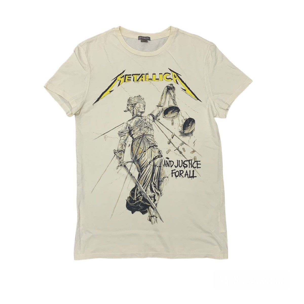 image of Band Tees x Metallica Justice For All Tshirt in Cream, Men's (Size Medium)